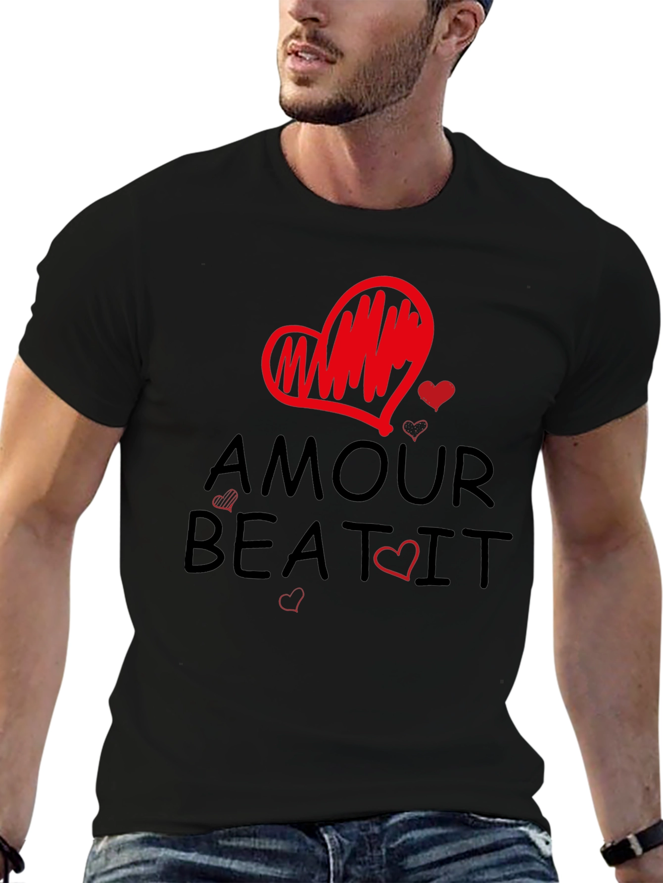 Amour Beat It Heart Graphic Tee - Trendy Casual T-Shirt