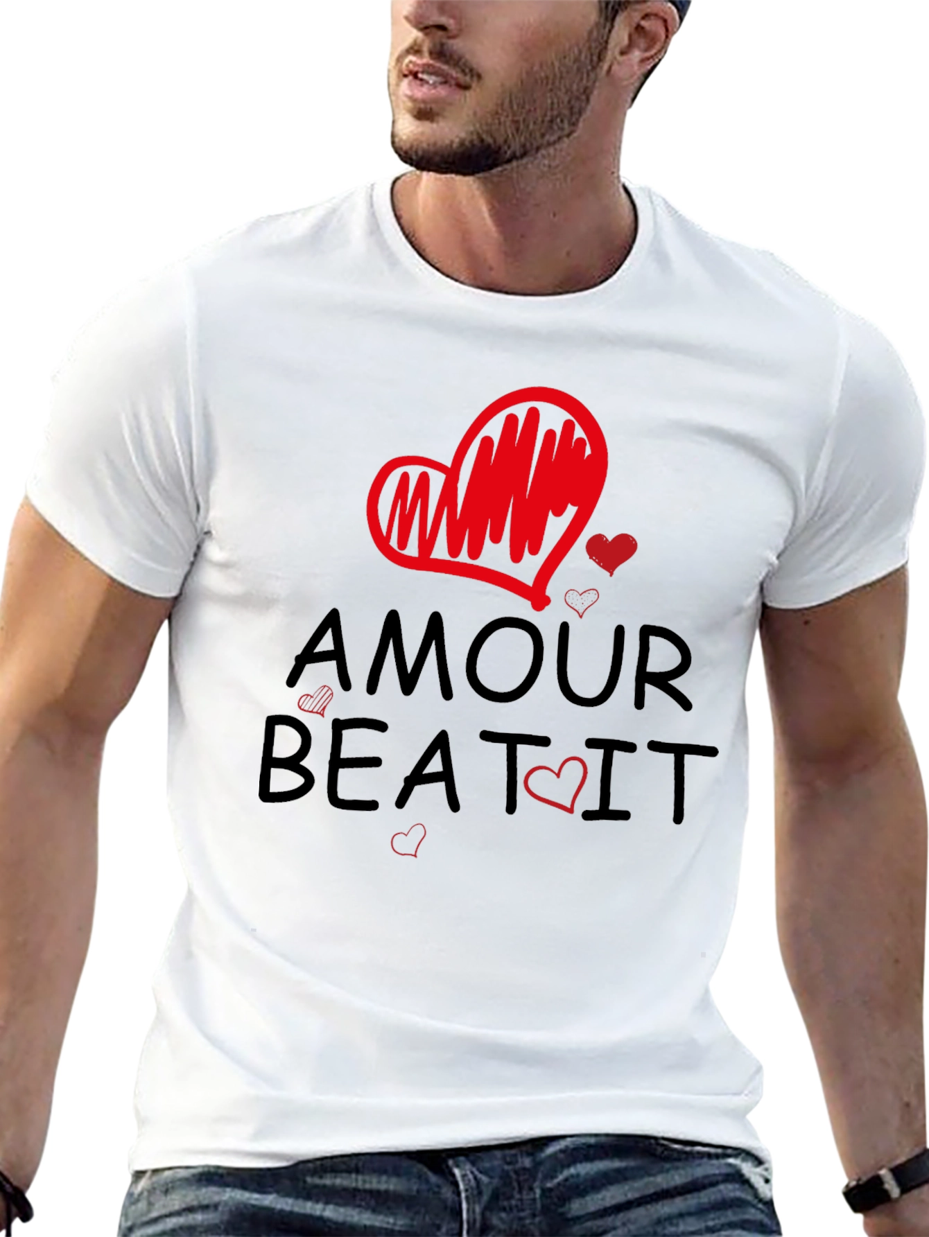 Amour Beat It Heart Graphic Tee - Trendy Casual T-Shirt