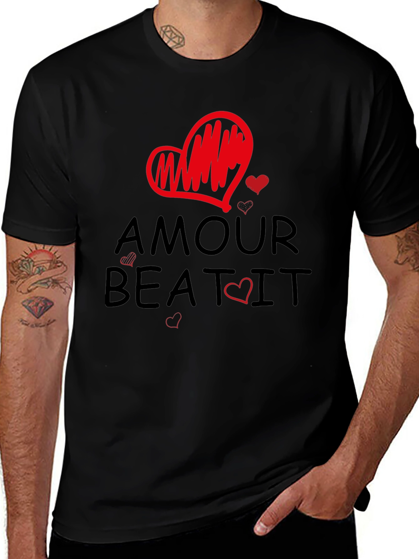 Amour Beat It Heart Graphic Tee - Trendy Casual T-Shirt