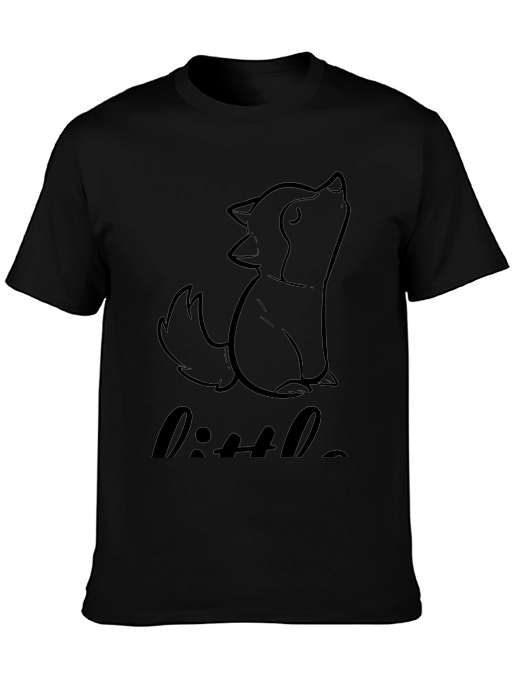 Little Wolf Graphic Tee - Black Cotton Blend