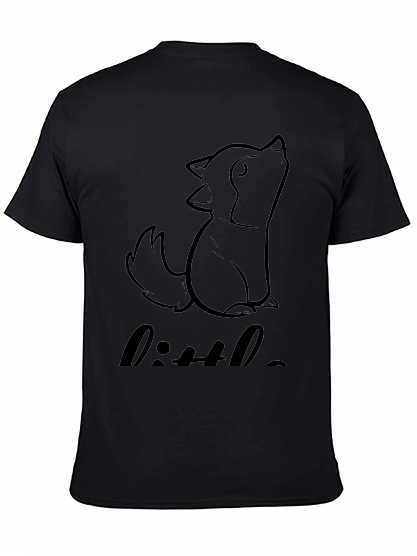 Little Wolf Graphic Tee - Black Cotton Blend