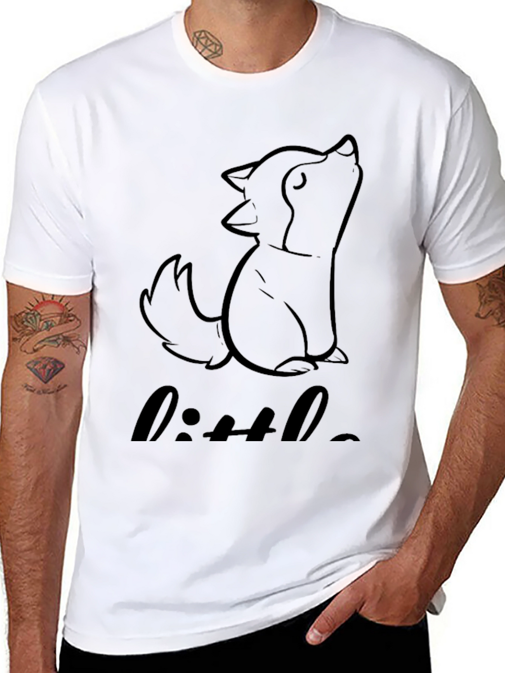 Little Wolf Graphic Tee - Black Cotton Blend