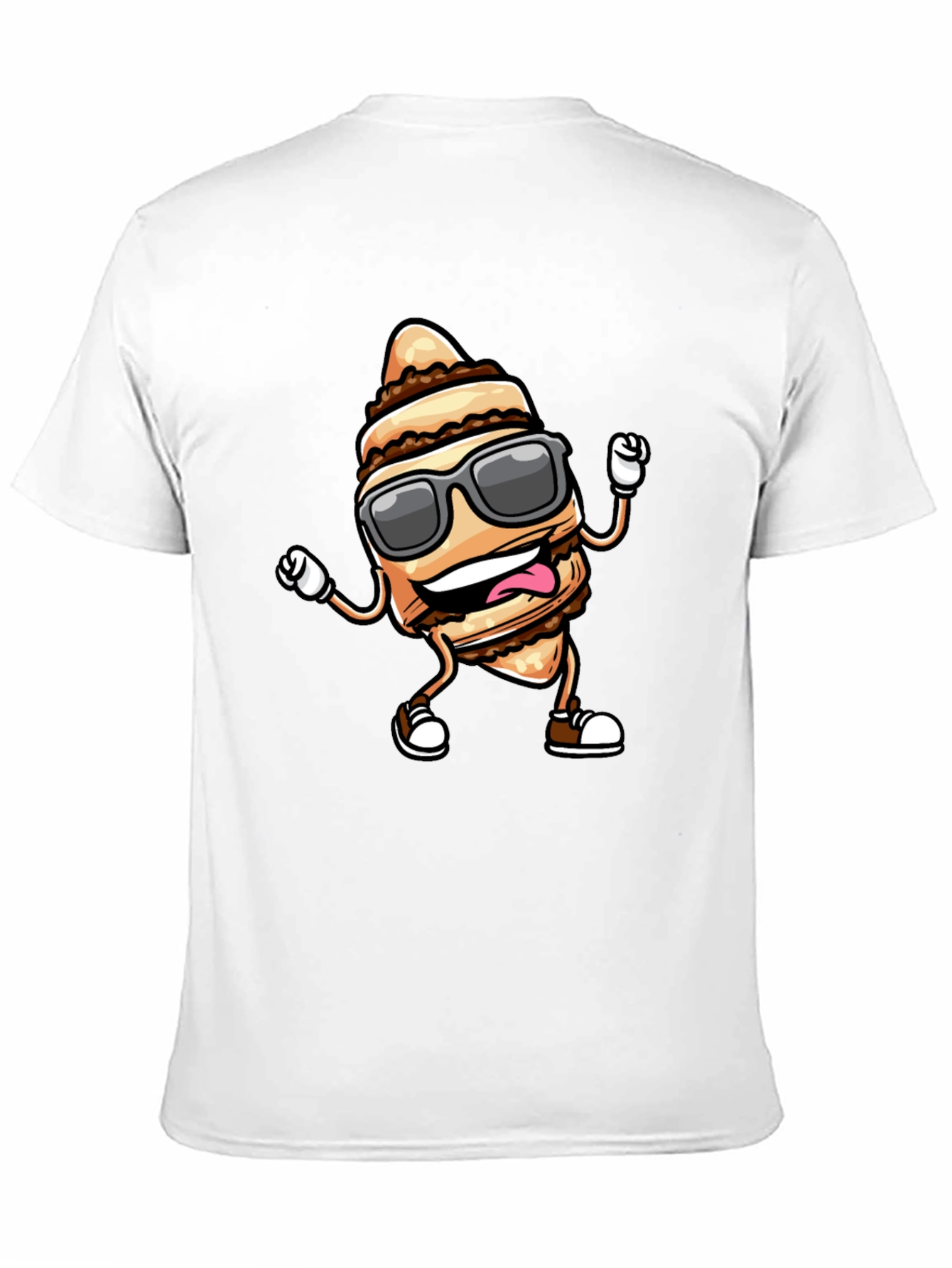 Funny Cream Horn Cartoon Black T-Shirt