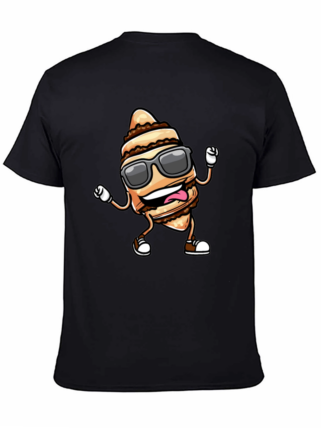 Funny Cream Horn Cartoon Black T-Shirt