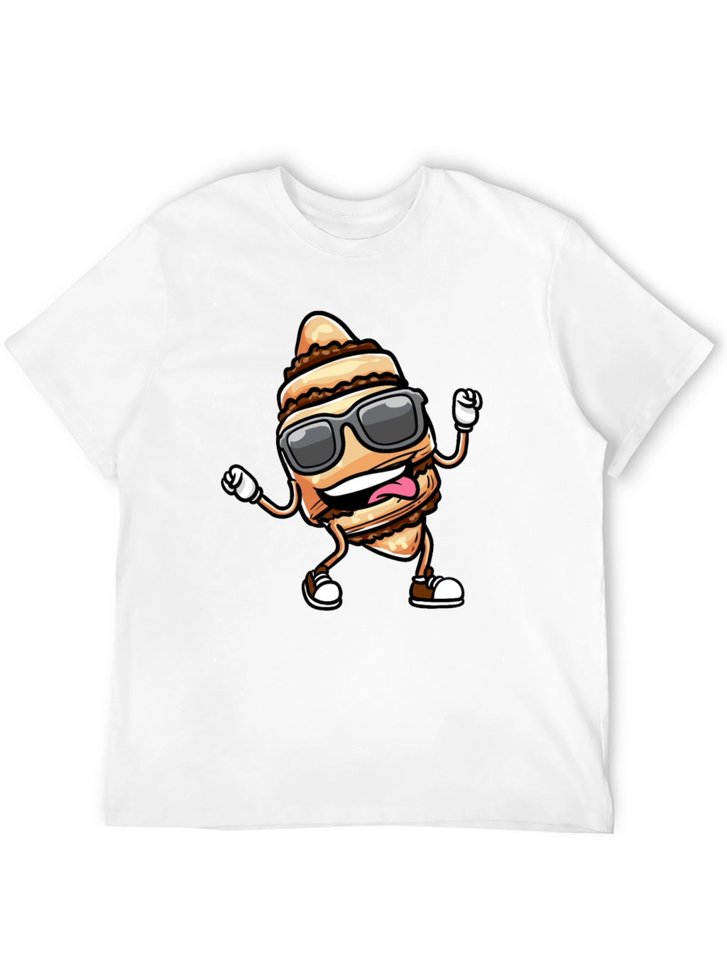 Funny Cream Horn Cartoon Black T-Shirt