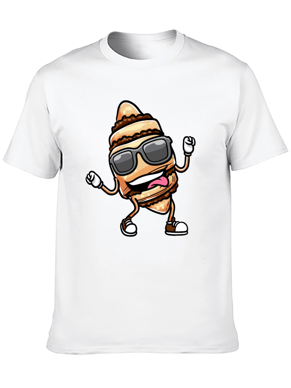 Funny Cream Horn Cartoon Black T-Shirt