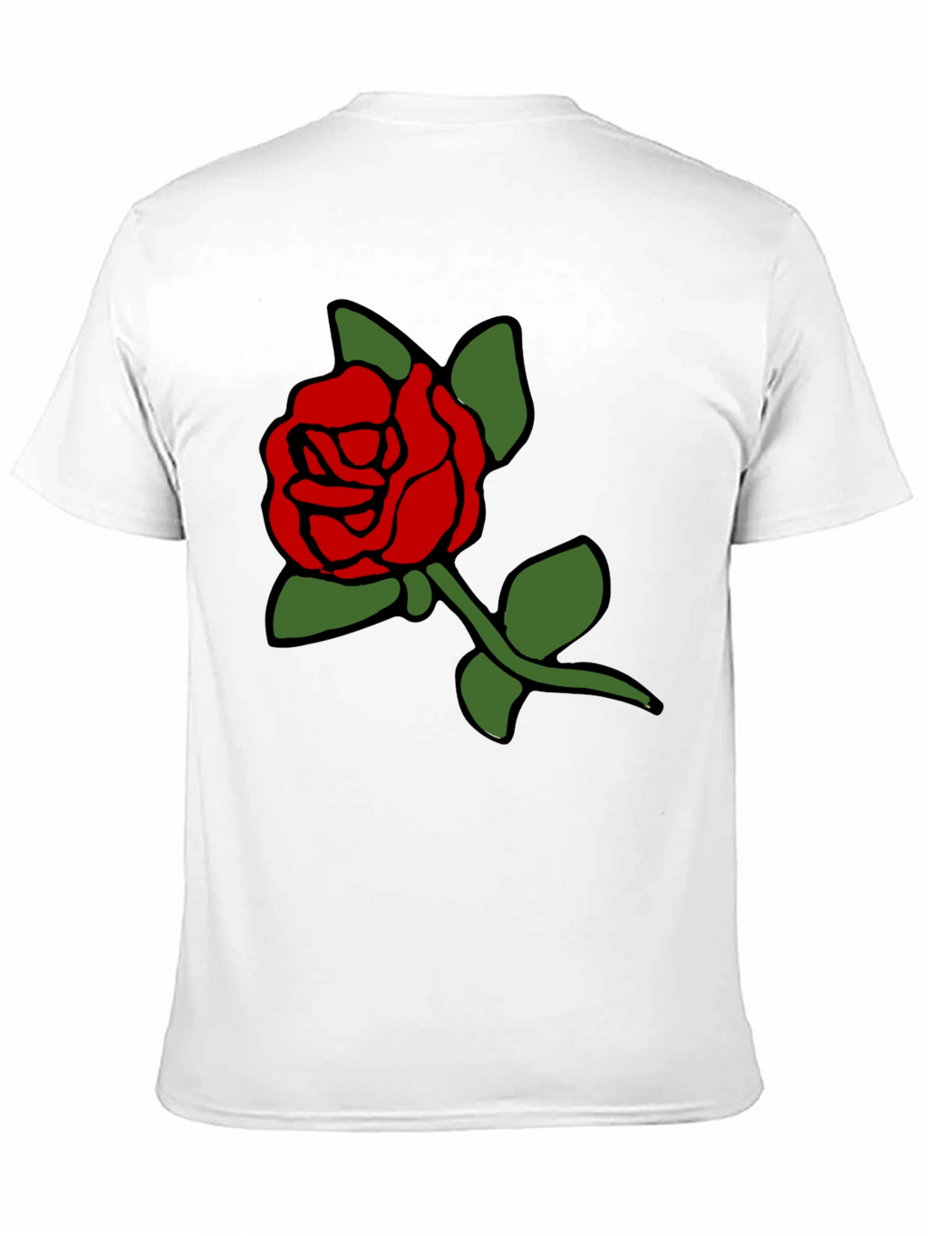 Black T-Shirt with Bold Red Rose Graphic