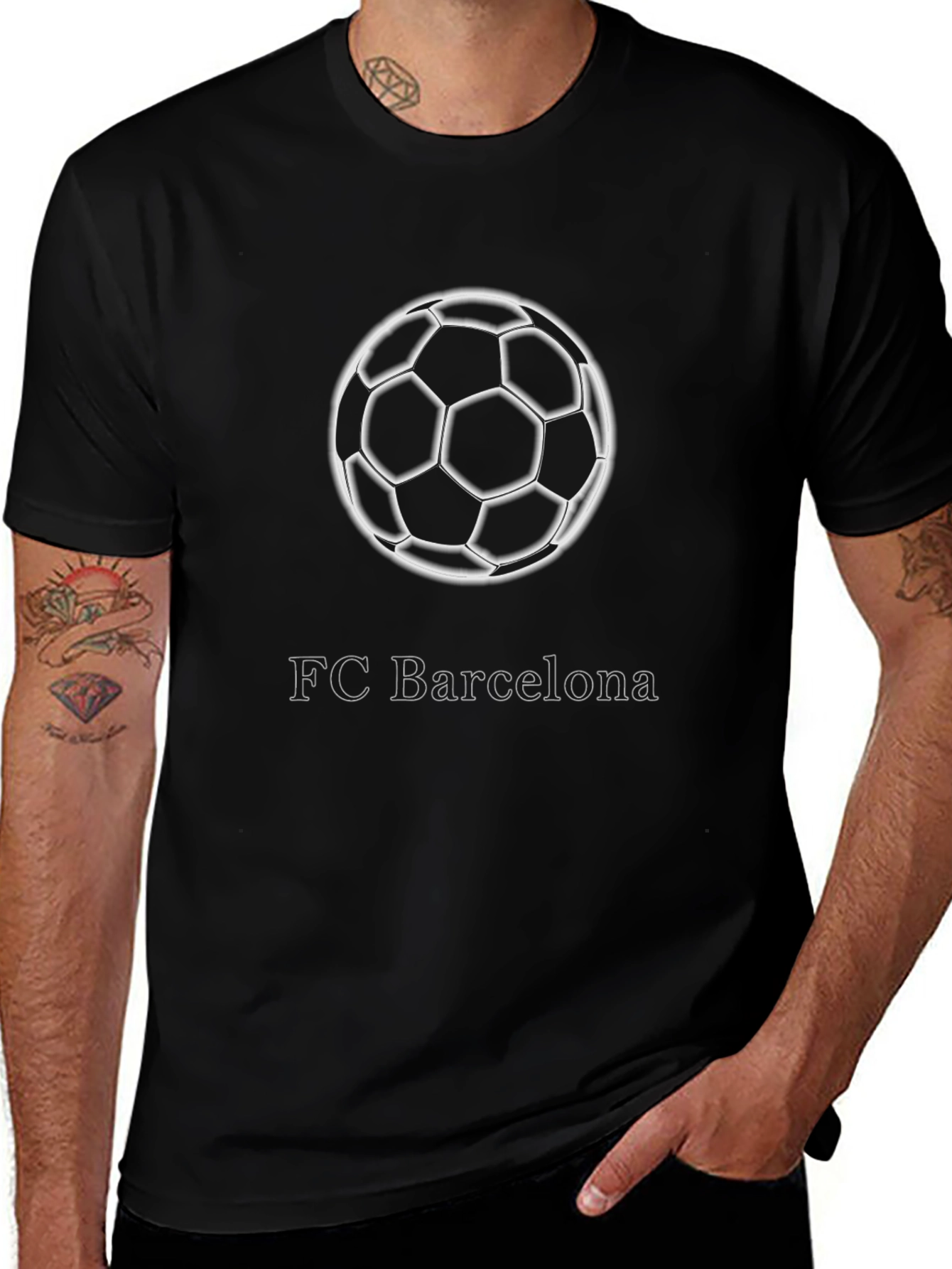 FC Barcelona Soccer Ball Black T-Shirt