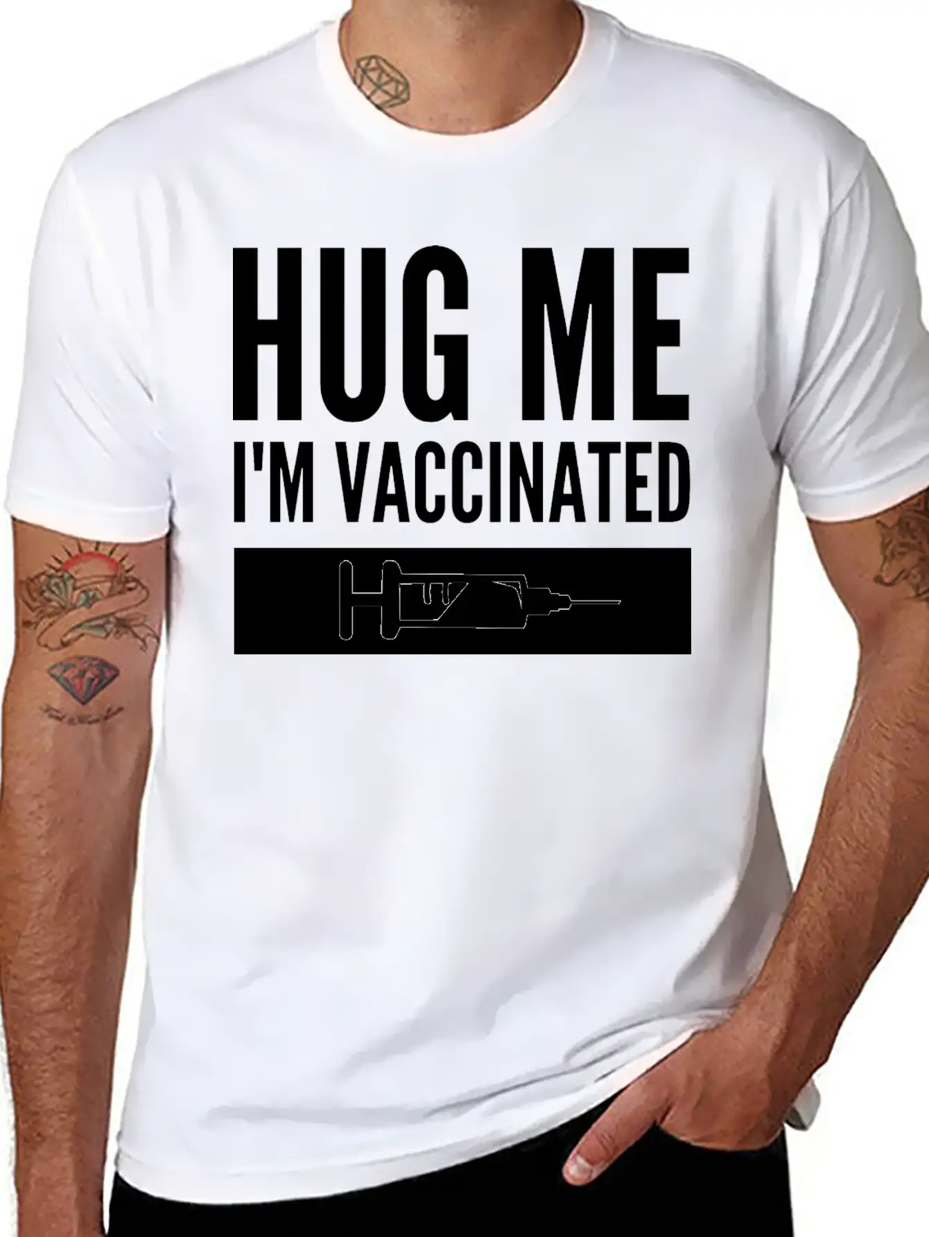 Hug Me I'm Vaccinated Immunization Pro-Vaccine Unisex Casual T-Shirt – Clean Design For Daily Comfort