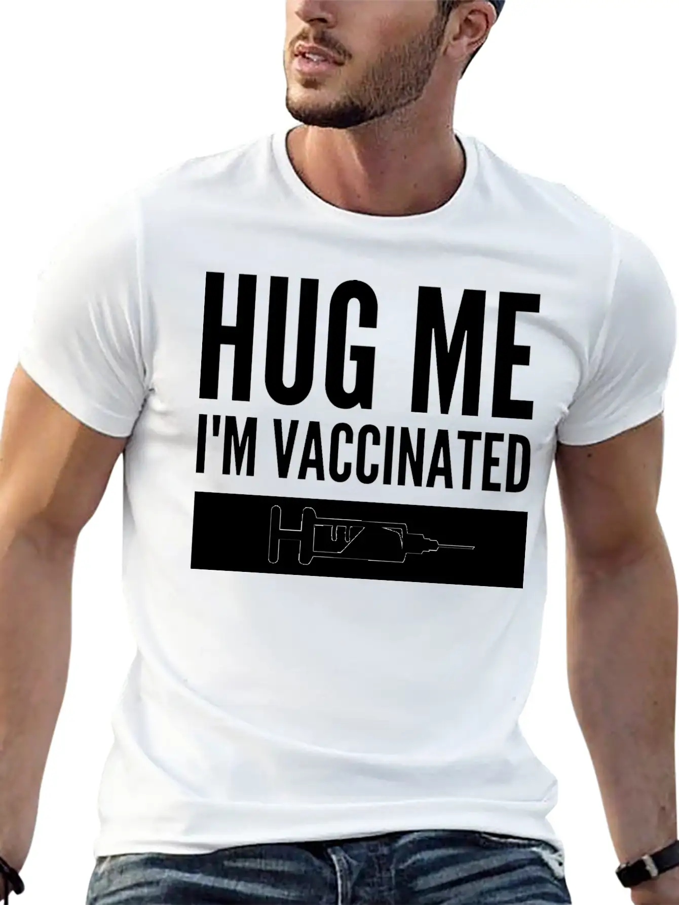 Hug Me I'm Vaccinated Immunization Pro-Vaccine Unisex Casual T-Shirt – Clean Design For Daily Comfort
