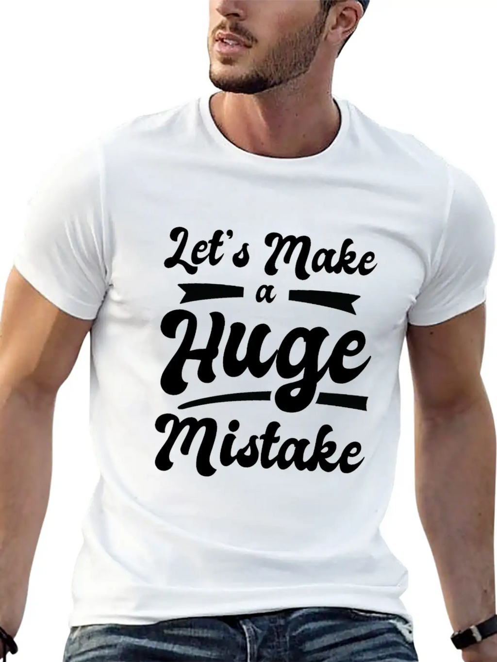 Huge Mistake Line Art Imperfection Quotes Stylish Everyday T-Shirt – Unisex Basic Cotton Tee