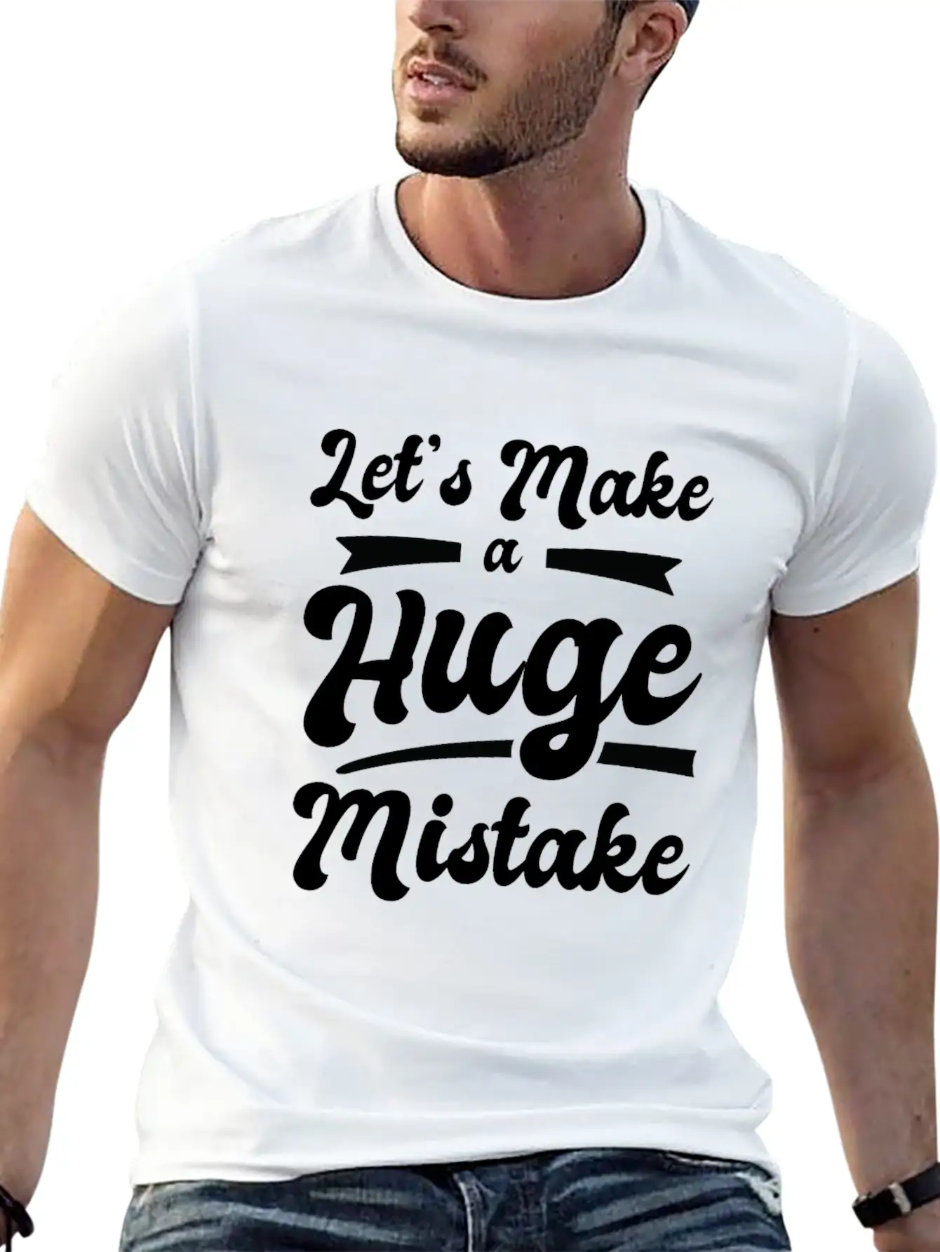 Huge Mistake Line Art Imperfection Quotes Stylish Everyday T-Shirt – Unisex Basic Cotton Tee