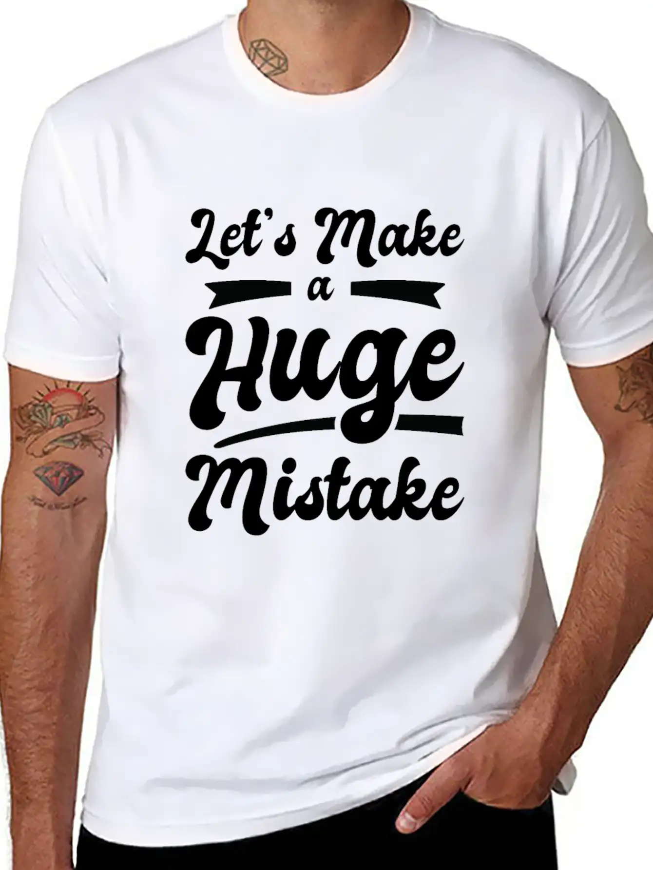 Huge Mistake Line Art Imperfection Quotes Stylish Everyday T-Shirt – Unisex Basic Cotton Tee
