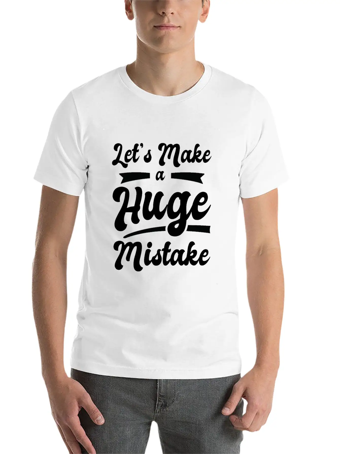 Huge Mistake Line Art Imperfection Quotes Stylish Everyday T-Shirt – Unisex Basic Cotton Tee