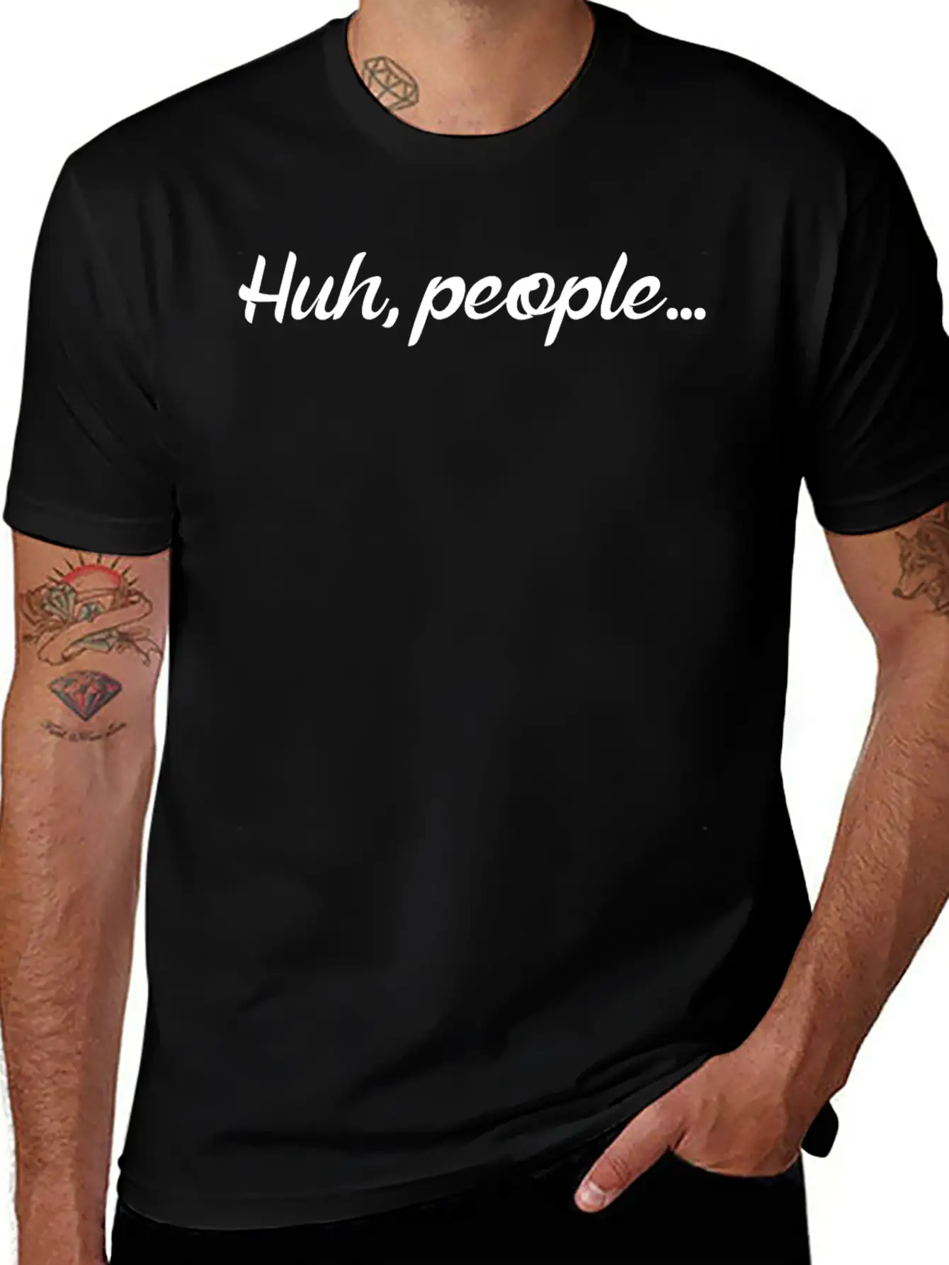Huh People Unisex Short Sleeve Soft Cotton T-Shirt – Casual Everyday Wear