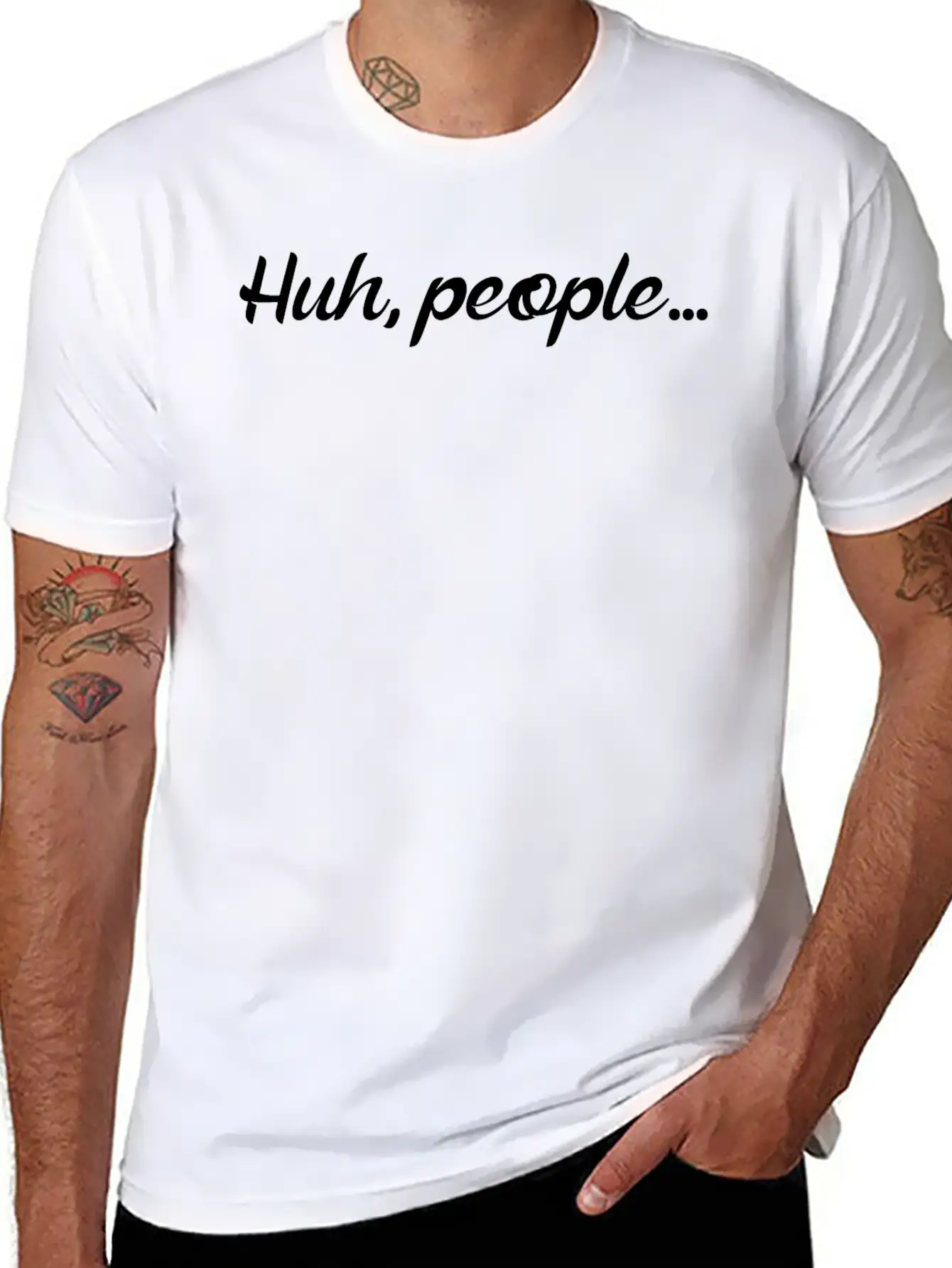 Huh People Unisex Short Sleeve Soft Cotton T-Shirt – Casual Everyday Wear
