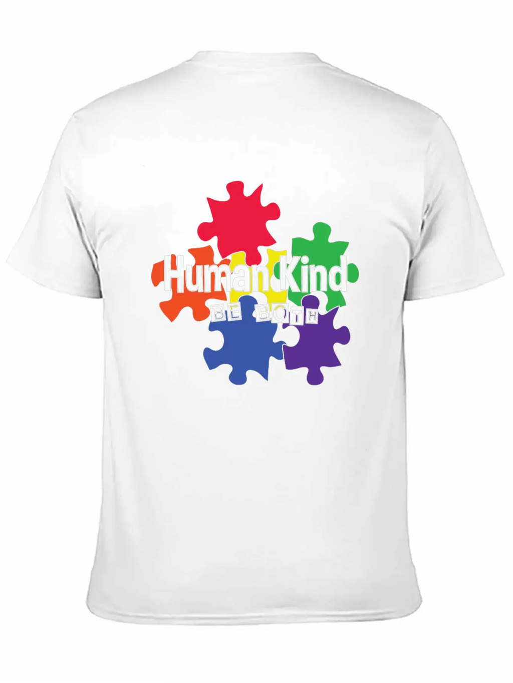 Human Kind Be Both - Autism Acceptance Unisex Short Sleeve Soft Cotton T-Shirt – Casual Everyday Wear