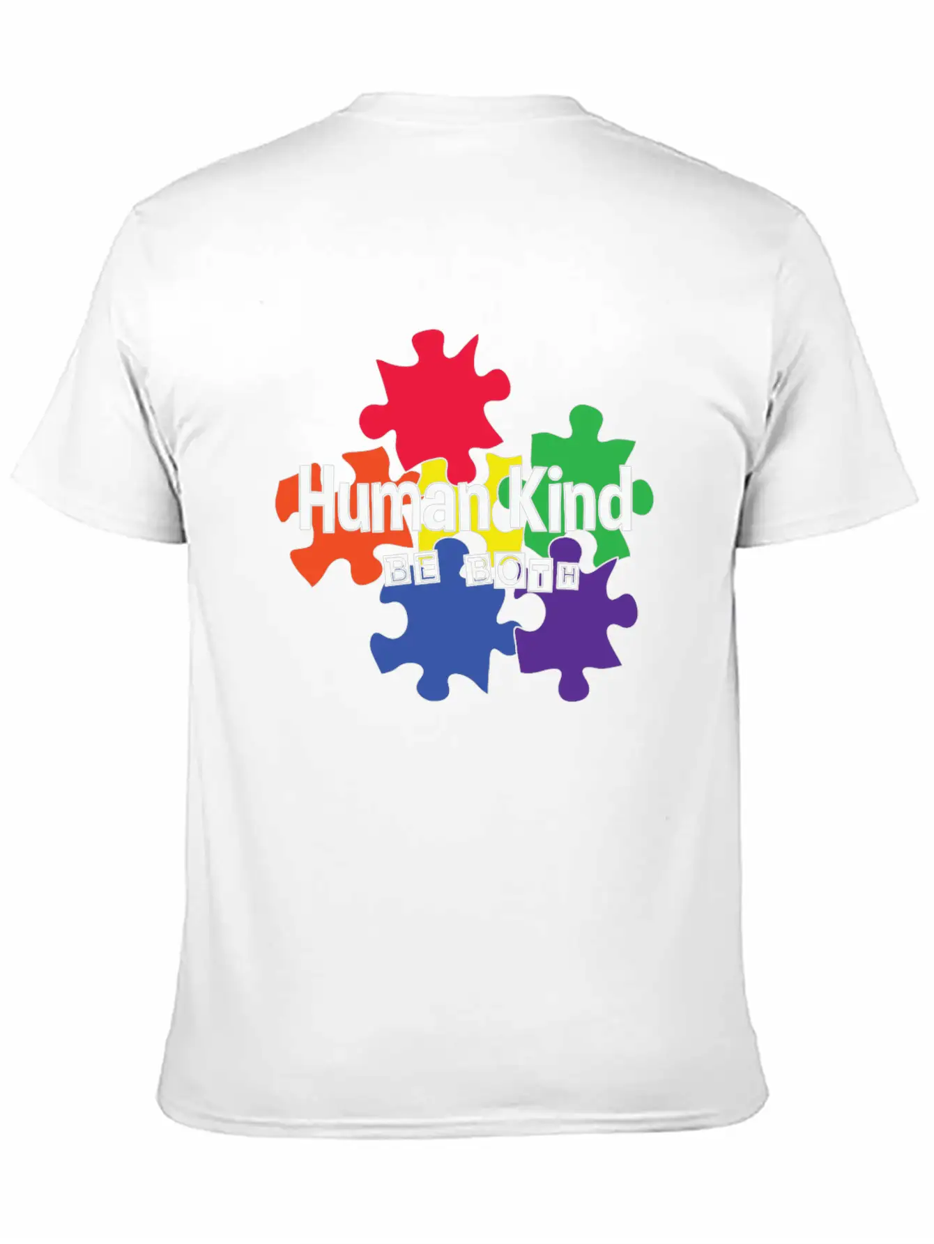 Human Kind Be Both - Autism Acceptance Unisex Short Sleeve Soft Cotton T-Shirt – Casual Everyday Wear