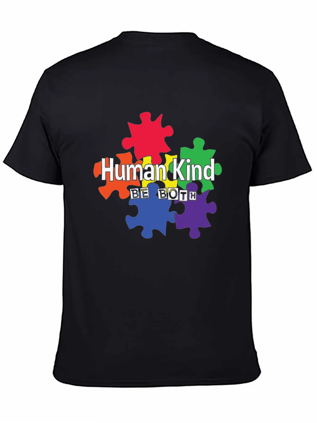 Human Kind Be Both - Autism Acceptance Unisex Short Sleeve Soft Cotton T-Shirt – Casual Everyday Wear