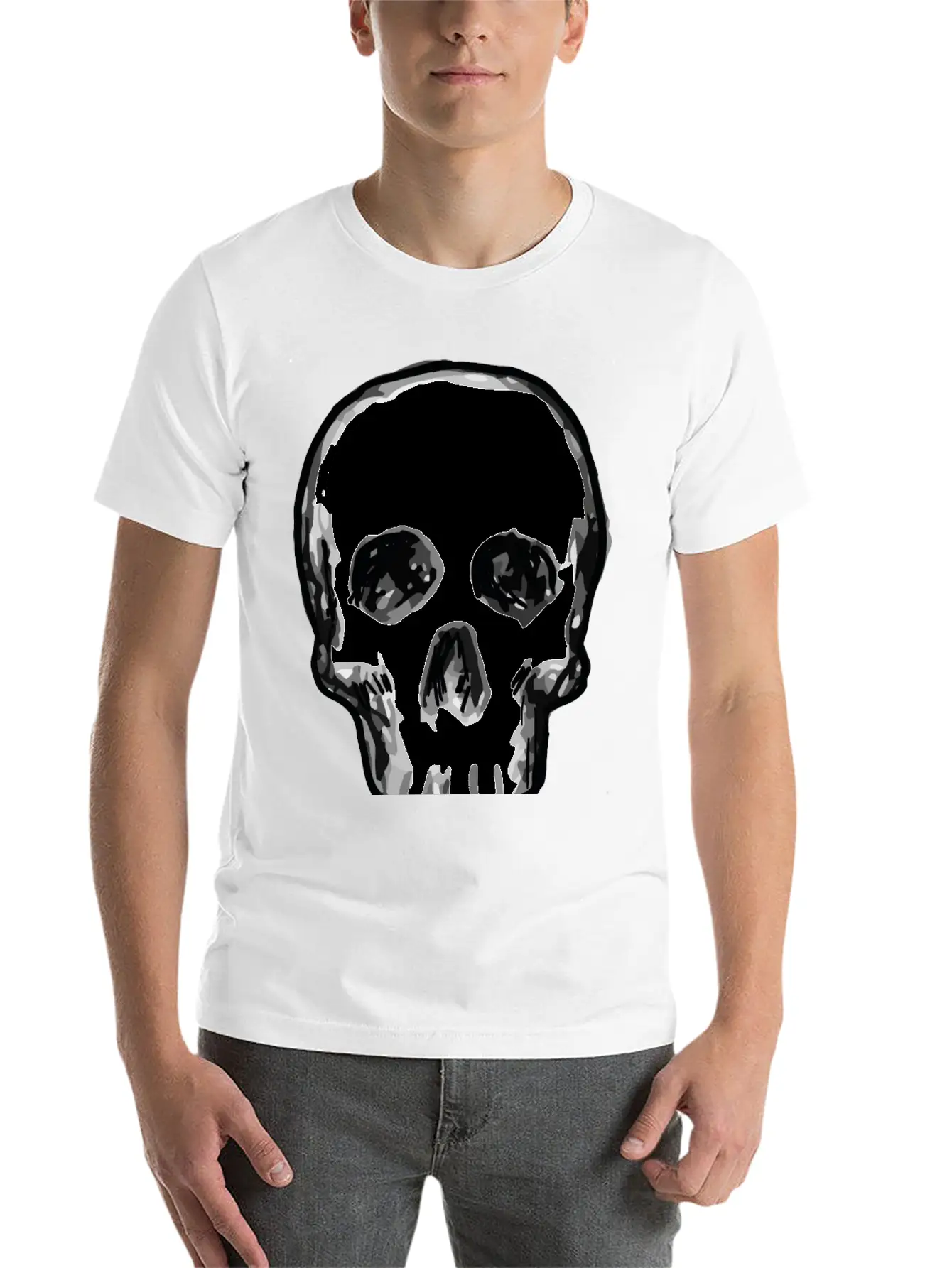 Human Skull Unisex Casual T-Shirt – Clean Design For Daily Comfort