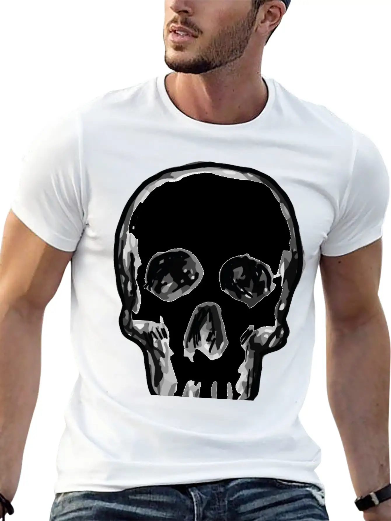 Human Skull Unisex Casual T-Shirt – Clean Design For Daily Comfort