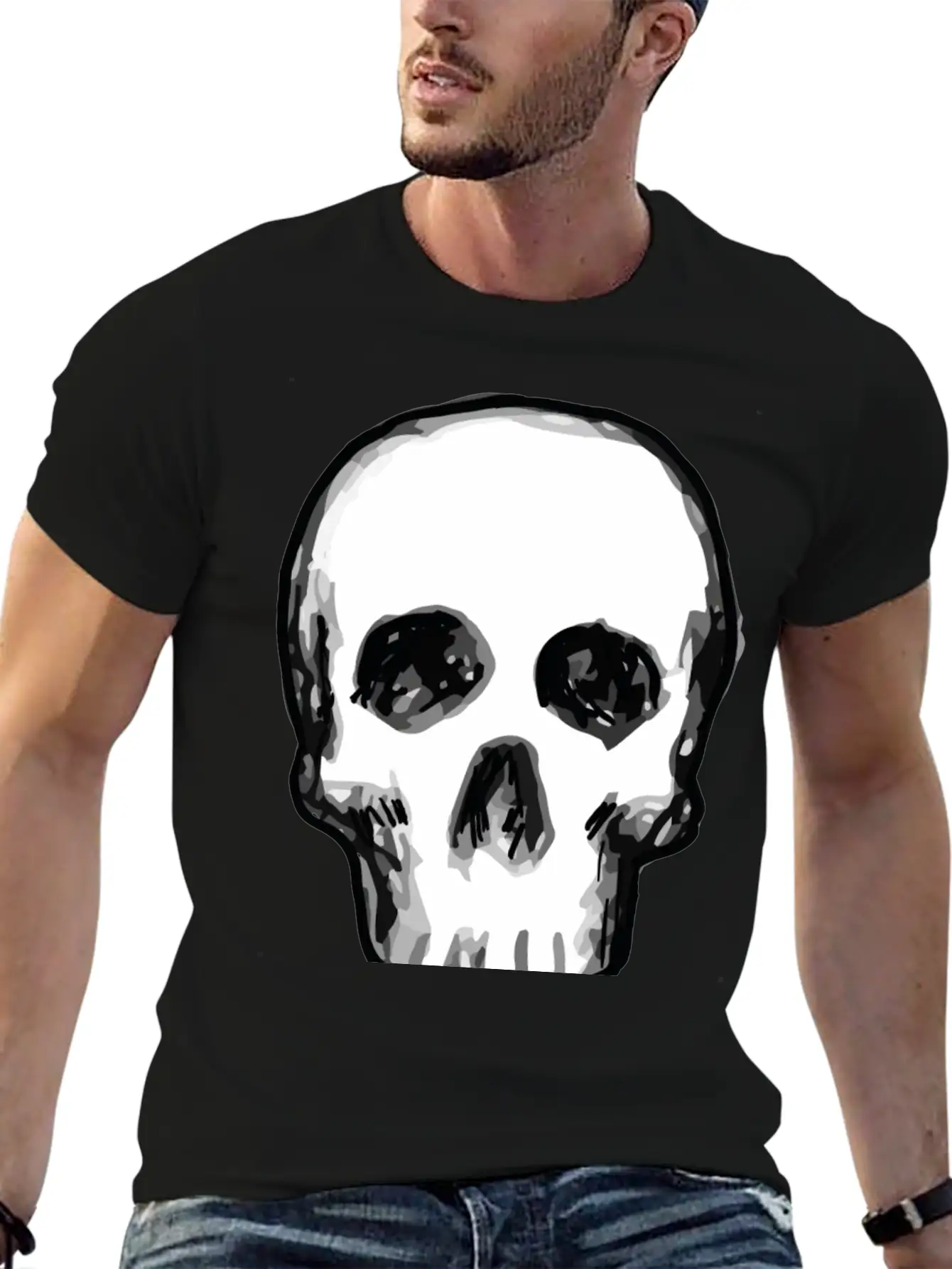 Human Skull Unisex Casual T-Shirt – Clean Design For Daily Comfort