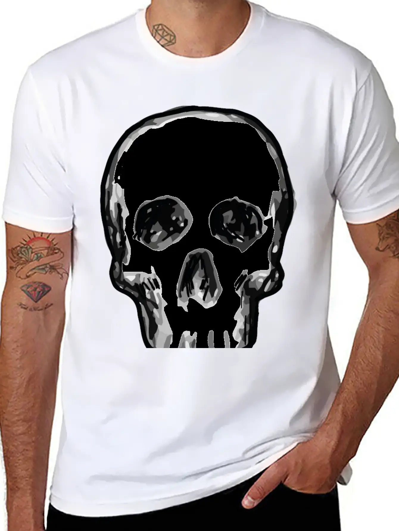 Human Skull Unisex Casual T-Shirt – Clean Design For Daily Comfort