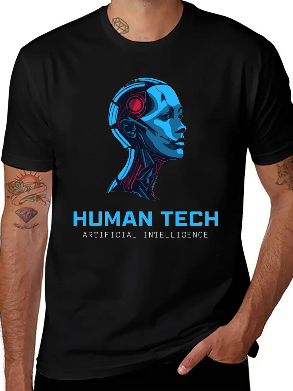 Human Tech Artificial Intelligence Breathable Soft Cotton T-Shirt – Timeless Casual Look