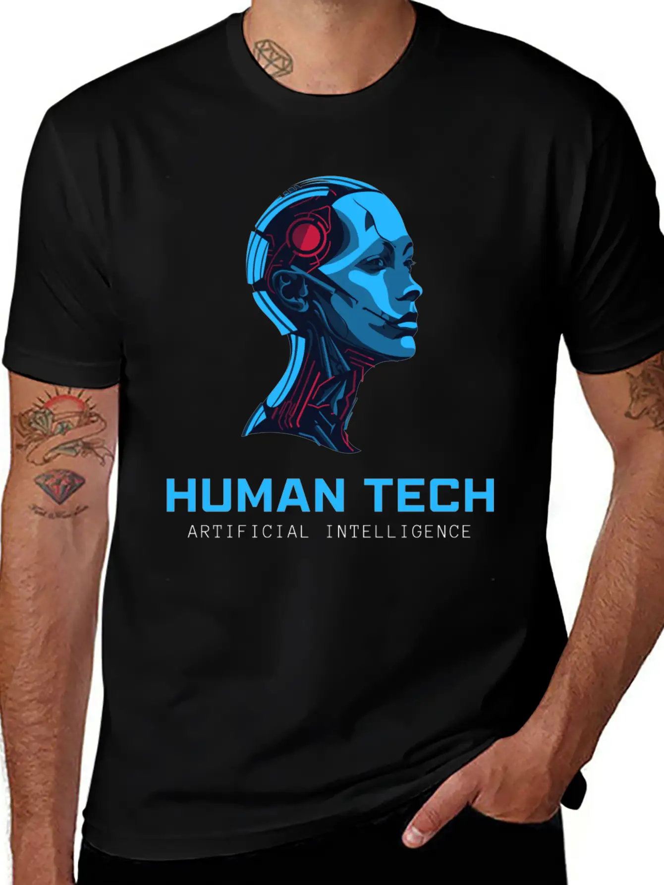 Human Tech Artificial Intelligence Breathable Soft Cotton T-Shirt – Timeless Casual Look