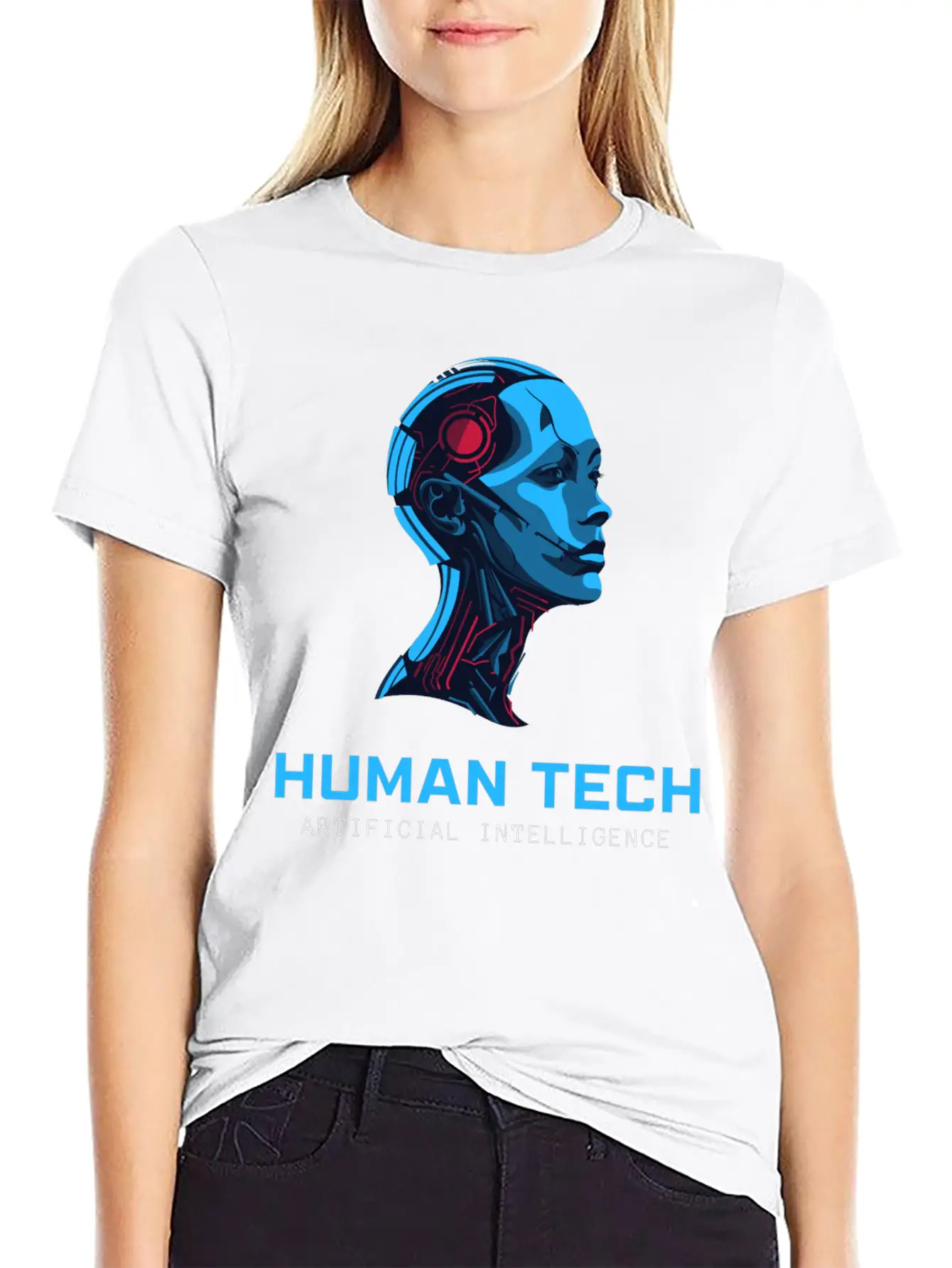 Human Tech Artificial Intelligence Breathable Soft Cotton T-Shirt – Timeless Casual Look