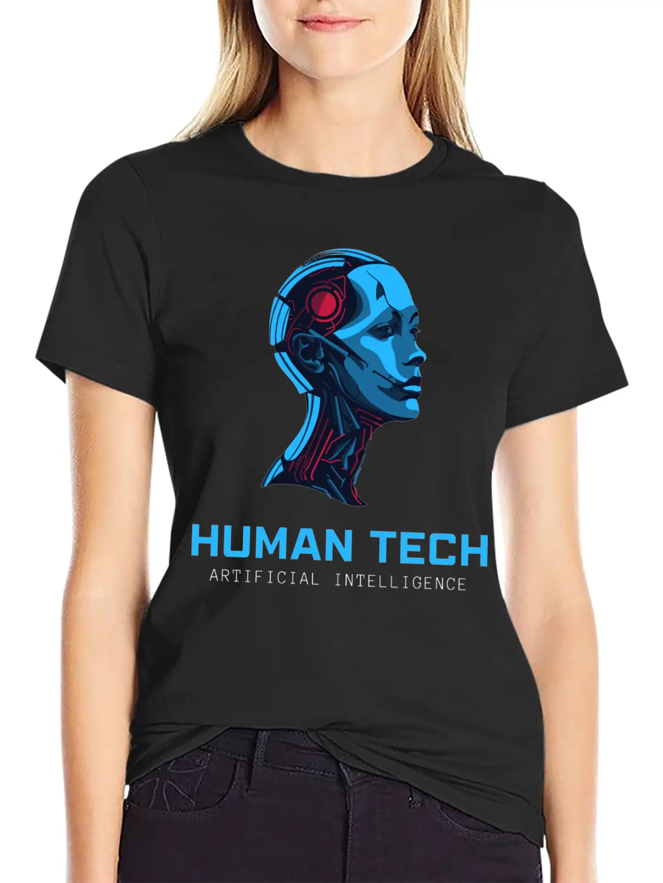 Human Tech Artificial Intelligence Breathable Soft Cotton T-Shirt – Timeless Casual Look