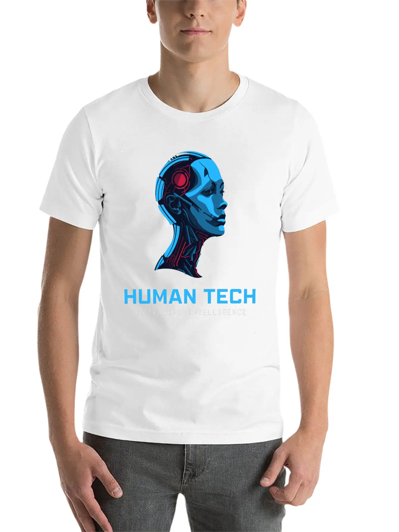 Human Tech Artificial Intelligence Breathable Soft Cotton T-Shirt – Timeless Casual Look