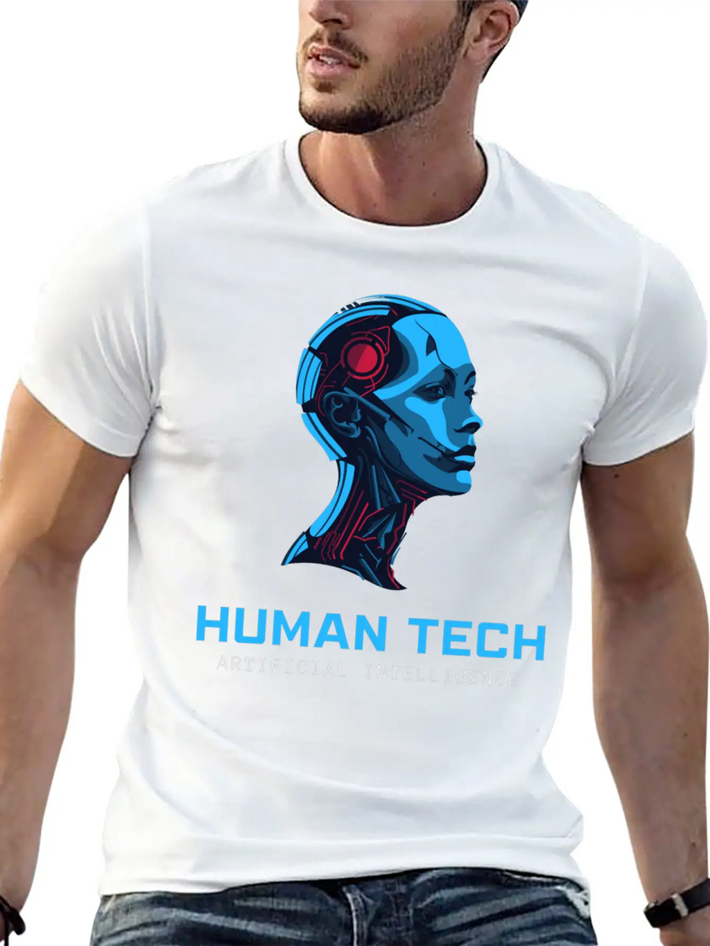 Human Tech Artificial Intelligence Breathable Soft Cotton T-Shirt – Timeless Casual Look