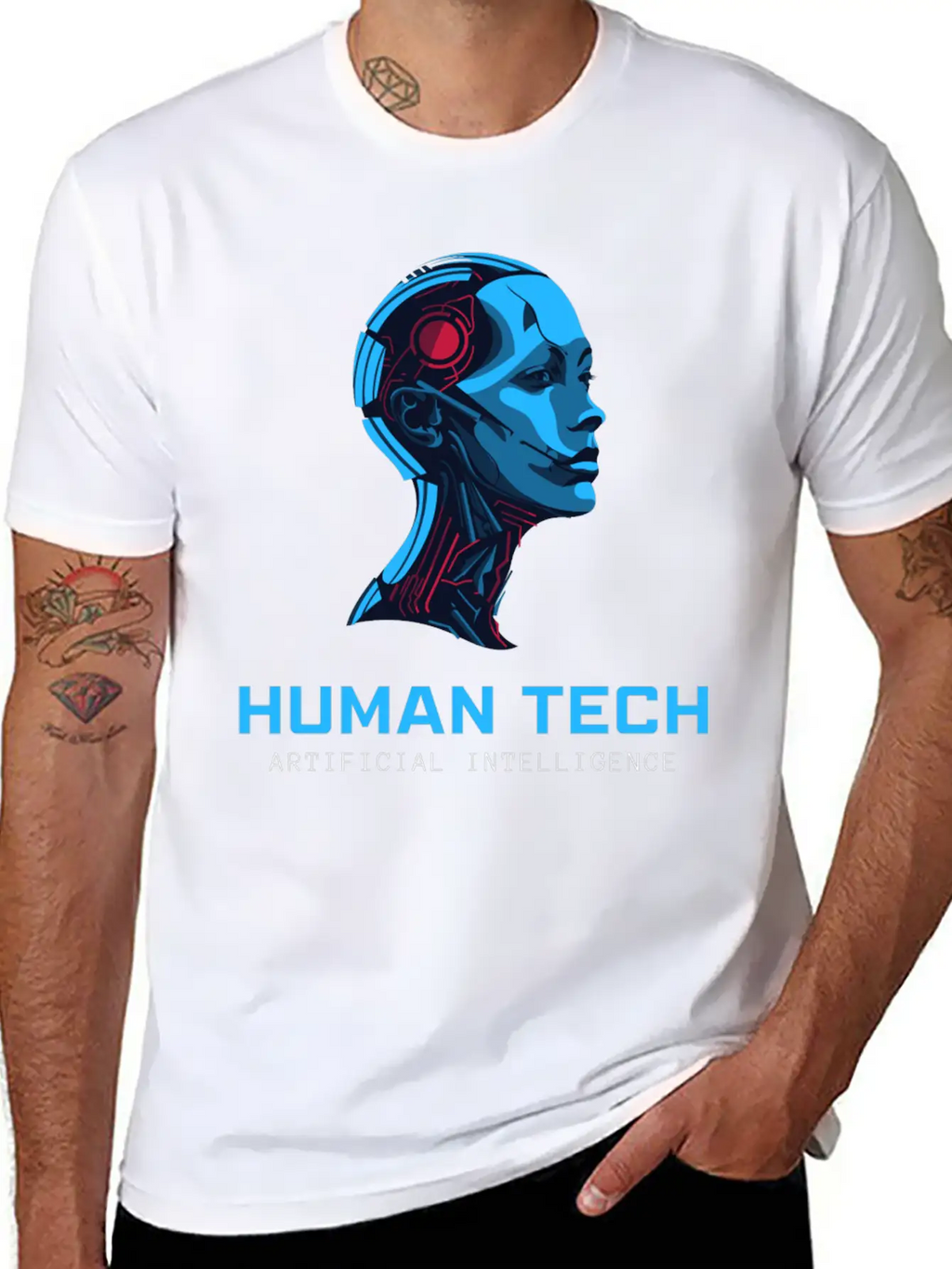 Human Tech Artificial Intelligence Breathable Soft Cotton T-Shirt – Timeless Casual Look