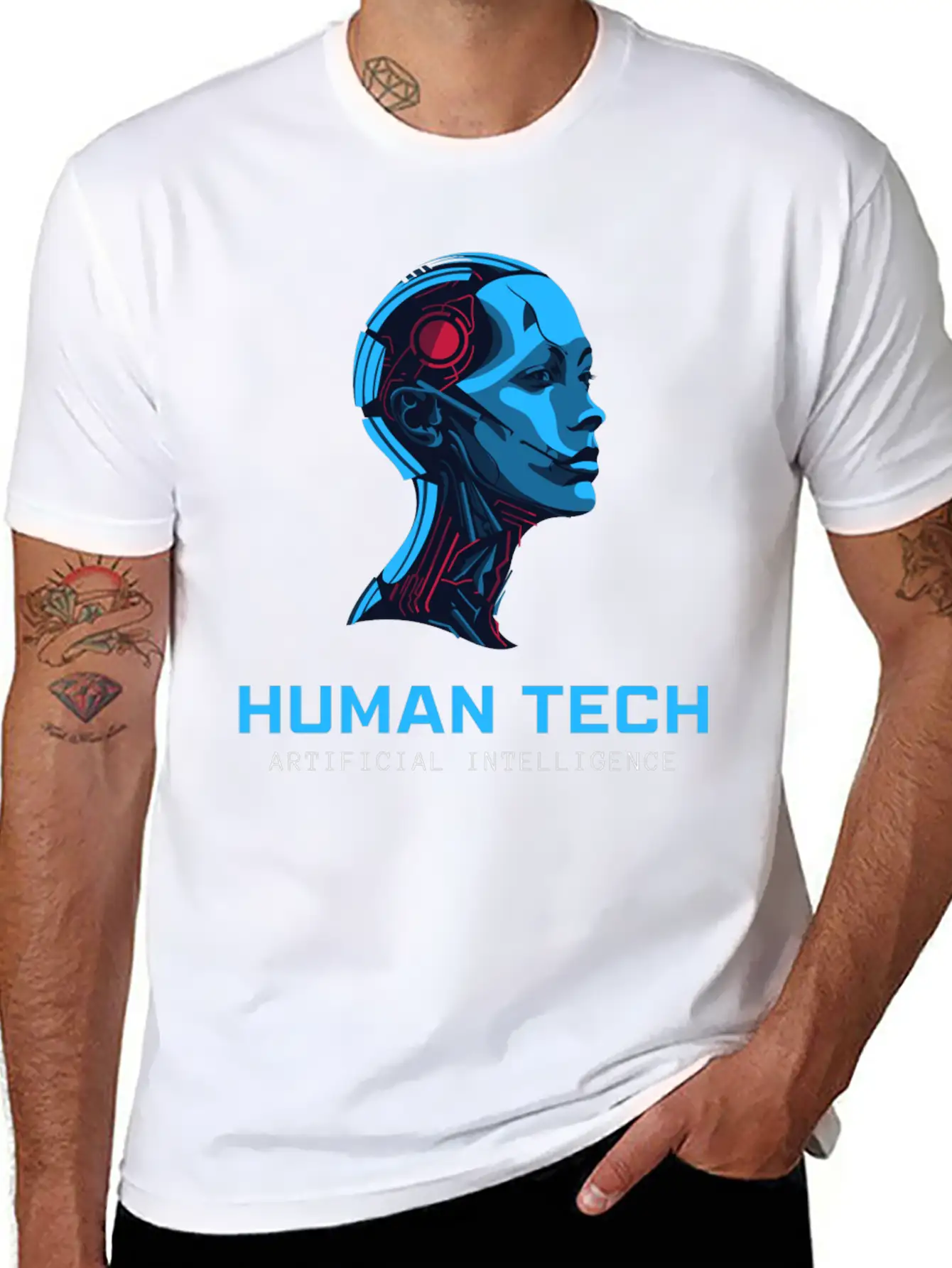 Human Tech Artificial Intelligence Breathable Soft Cotton T-Shirt – Timeless Casual Look