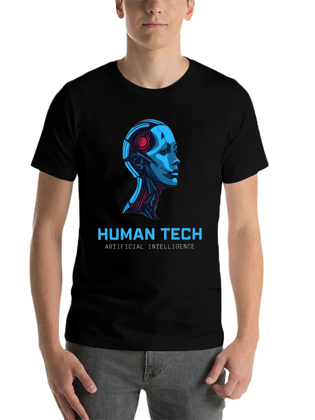 Human Tech Artificial Intelligence Breathable Soft Cotton T-Shirt – Timeless Casual Look
