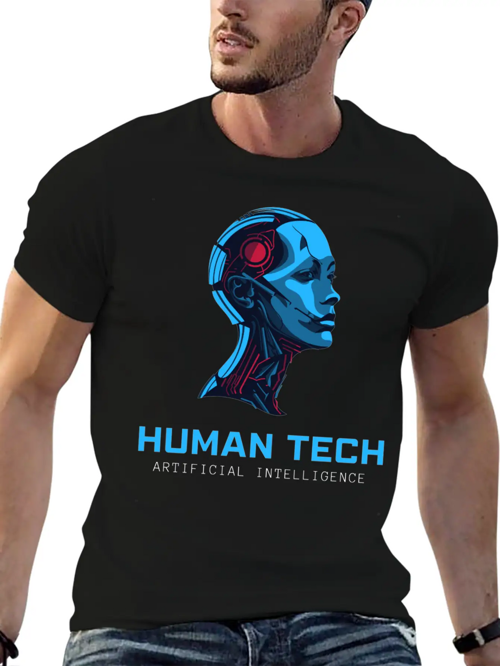 Human Tech Artificial Intelligence Breathable Soft Cotton T-Shirt – Timeless Casual Look