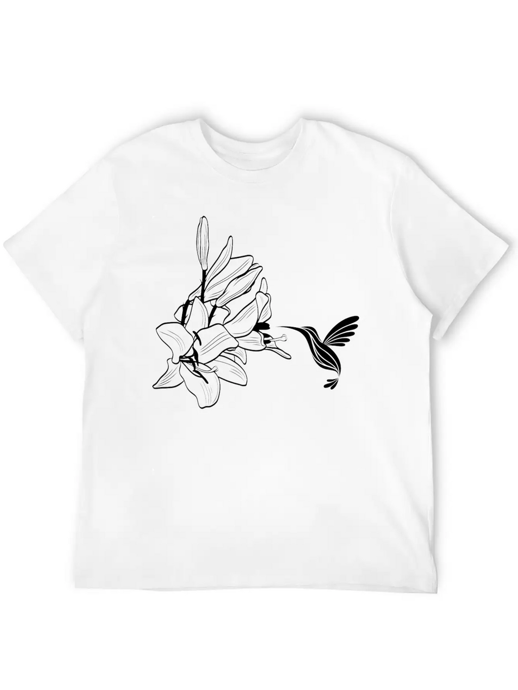 Hummingbird / Colibri With Lily Flowers Classic Fit Graphic Tee For Daily Comfort – Unisex Cotton Shirt