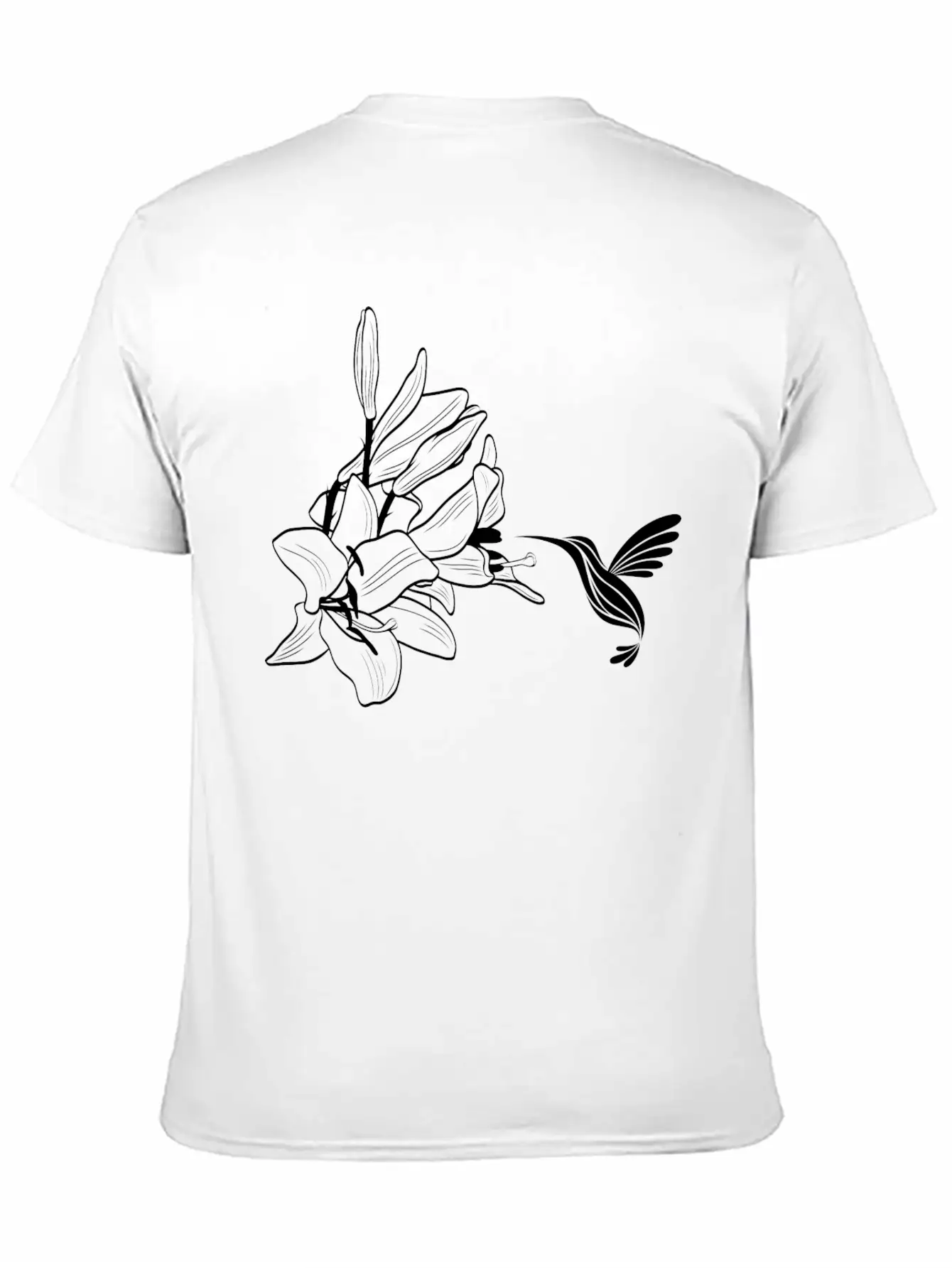 Hummingbird / Colibri With Lily Flowers Classic Fit Graphic Tee For Daily Comfort – Unisex Cotton Shirt