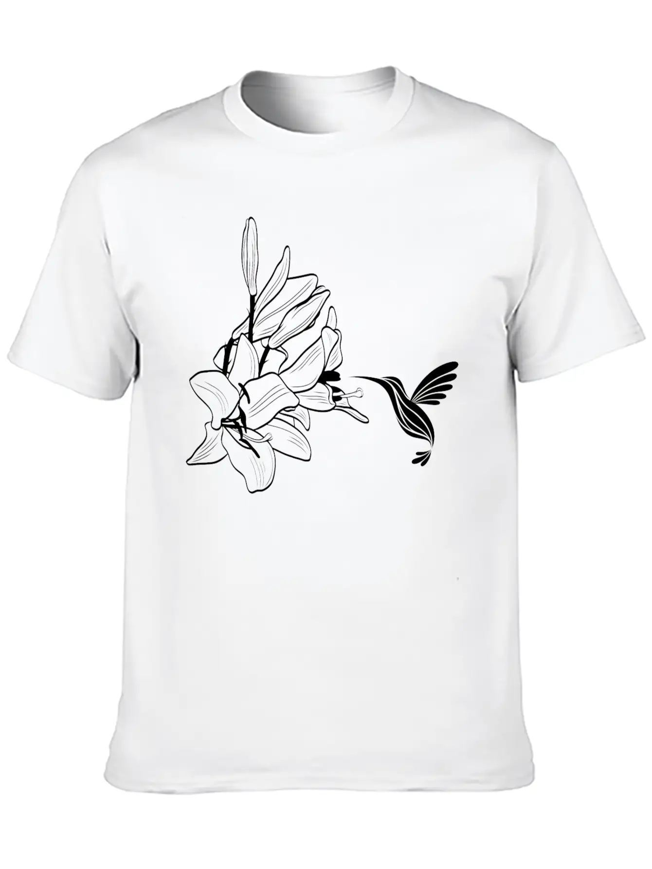 Hummingbird / Colibri With Lily Flowers Classic Fit Graphic Tee For Daily Comfort – Unisex Cotton Shirt