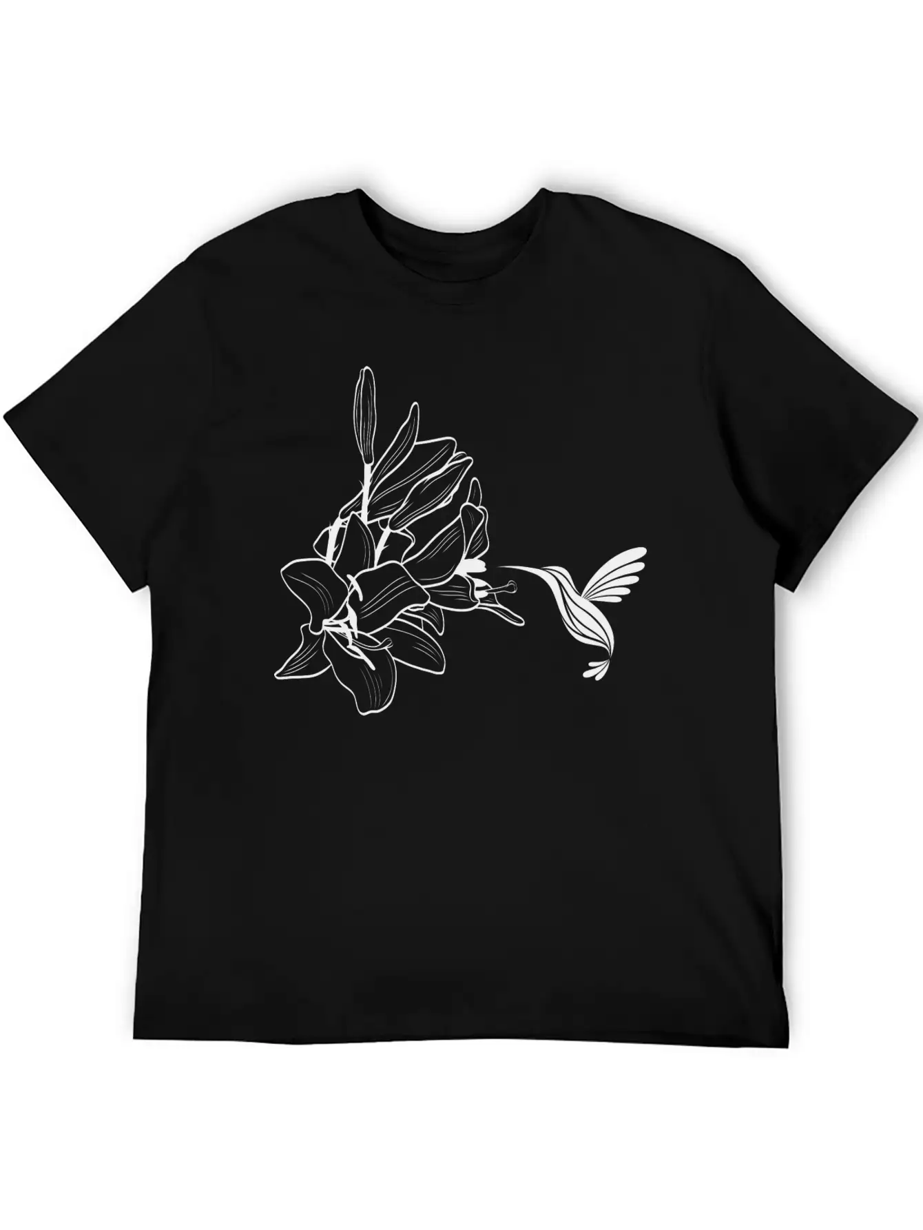 Hummingbird / Colibri With Lily Flowers Classic Fit Graphic Tee For Daily Comfort – Unisex Cotton Shirt