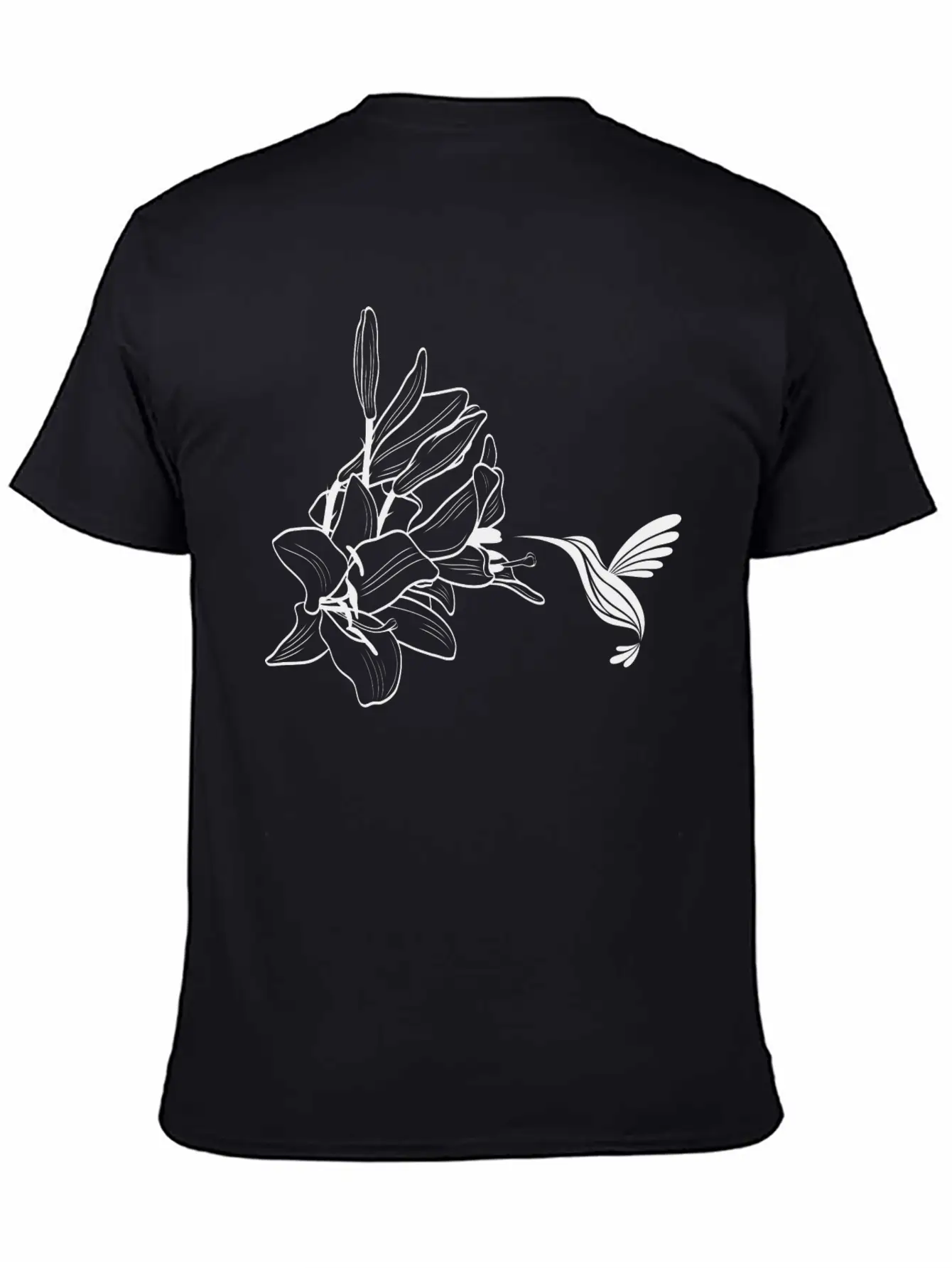 Hummingbird / Colibri With Lily Flowers Classic Fit Graphic Tee For Daily Comfort – Unisex Cotton Shirt