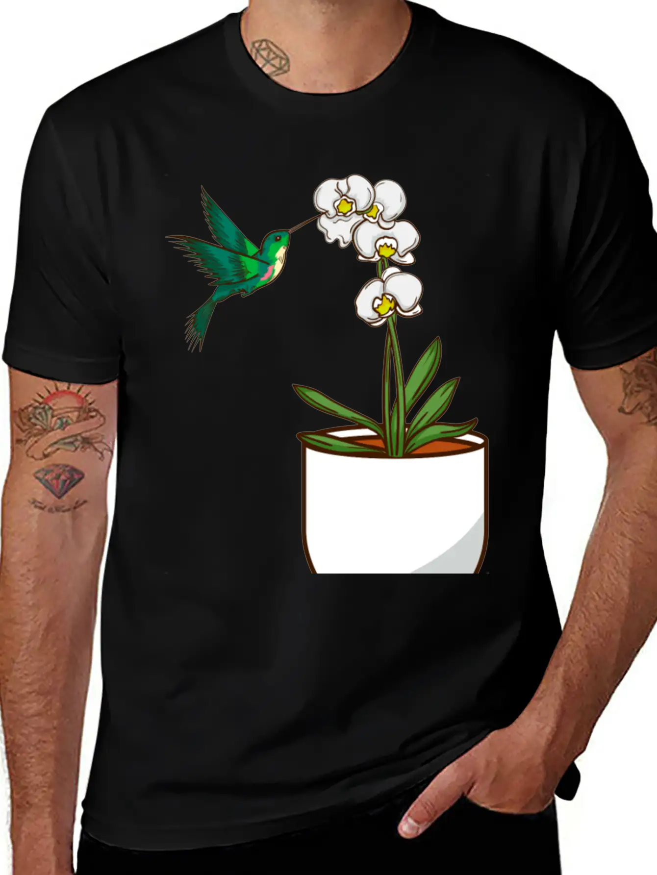 Hummingbird Orchid Flower Gift Women Bird Plants Unisex Casual T-Shirt – Clean Design For Daily Comfort