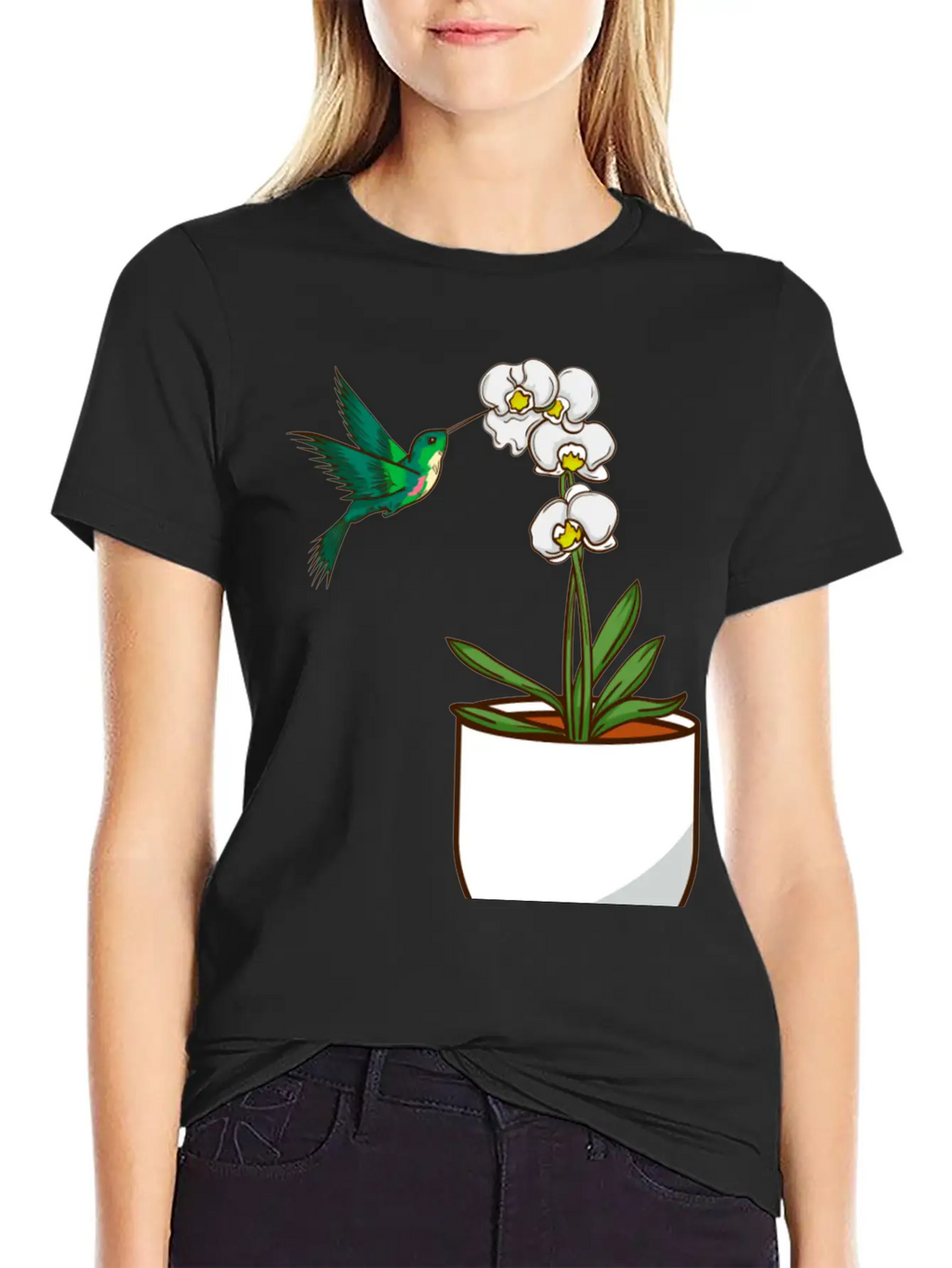 Hummingbird Orchid Flower Gift Women Bird Plants Unisex Casual T-Shirt – Clean Design For Daily Comfort