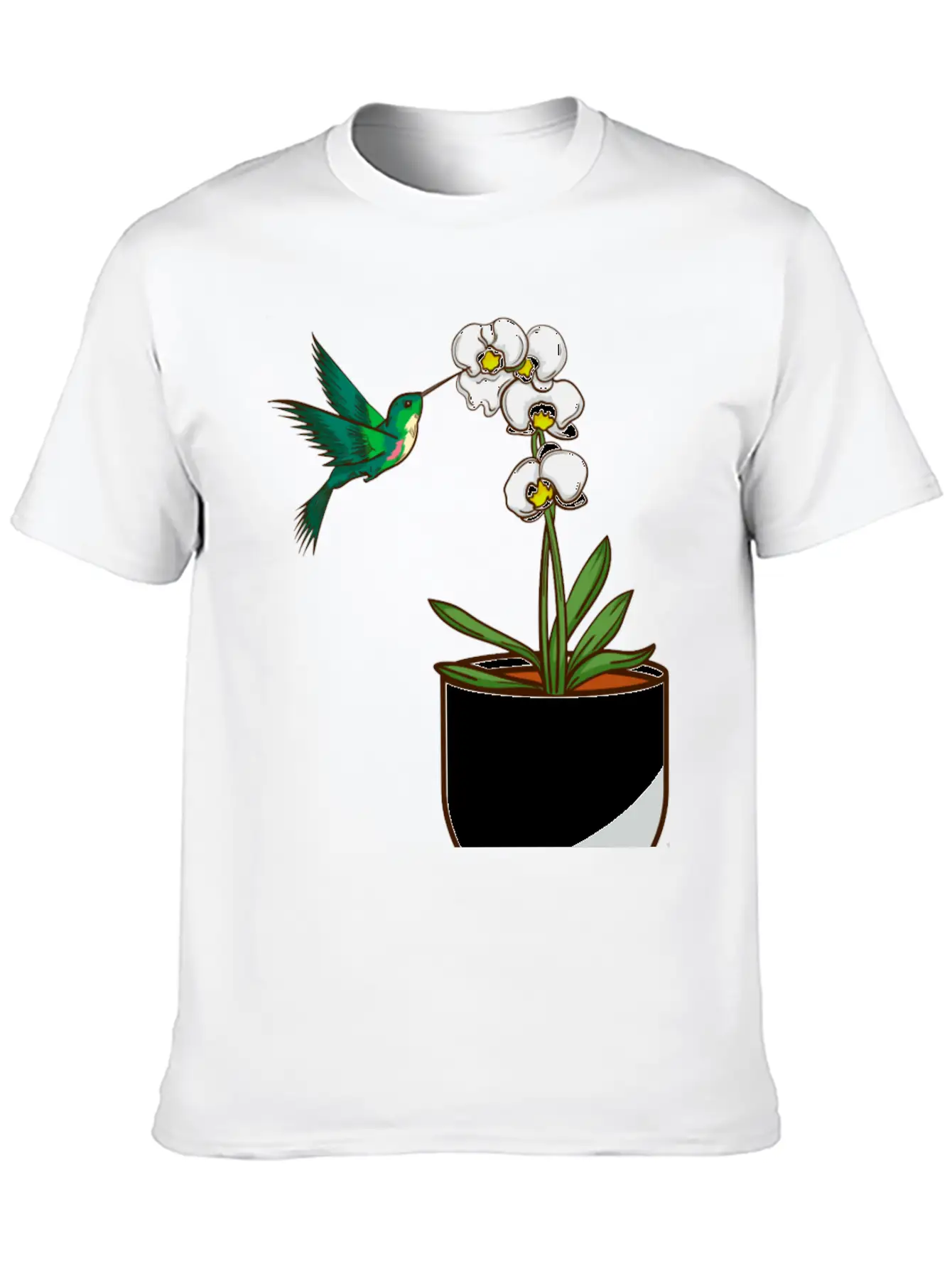 Hummingbird Orchid Flower Gift Women Bird Plants Unisex Casual T-Shirt – Clean Design For Daily Comfort