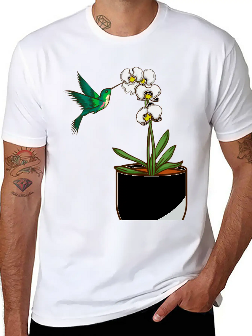 Hummingbird Orchid Flower Gift Women Bird Plants Unisex Casual T-Shirt – Clean Design For Daily Comfort