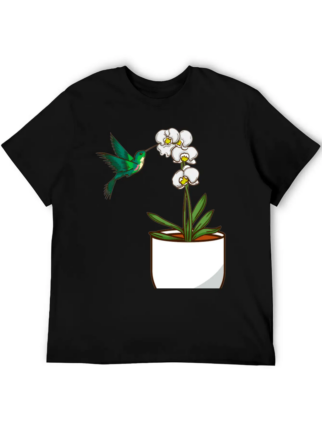 Hummingbird Orchid Flower Gift Women Bird Plants Unisex Casual T-Shirt – Clean Design For Daily Comfort