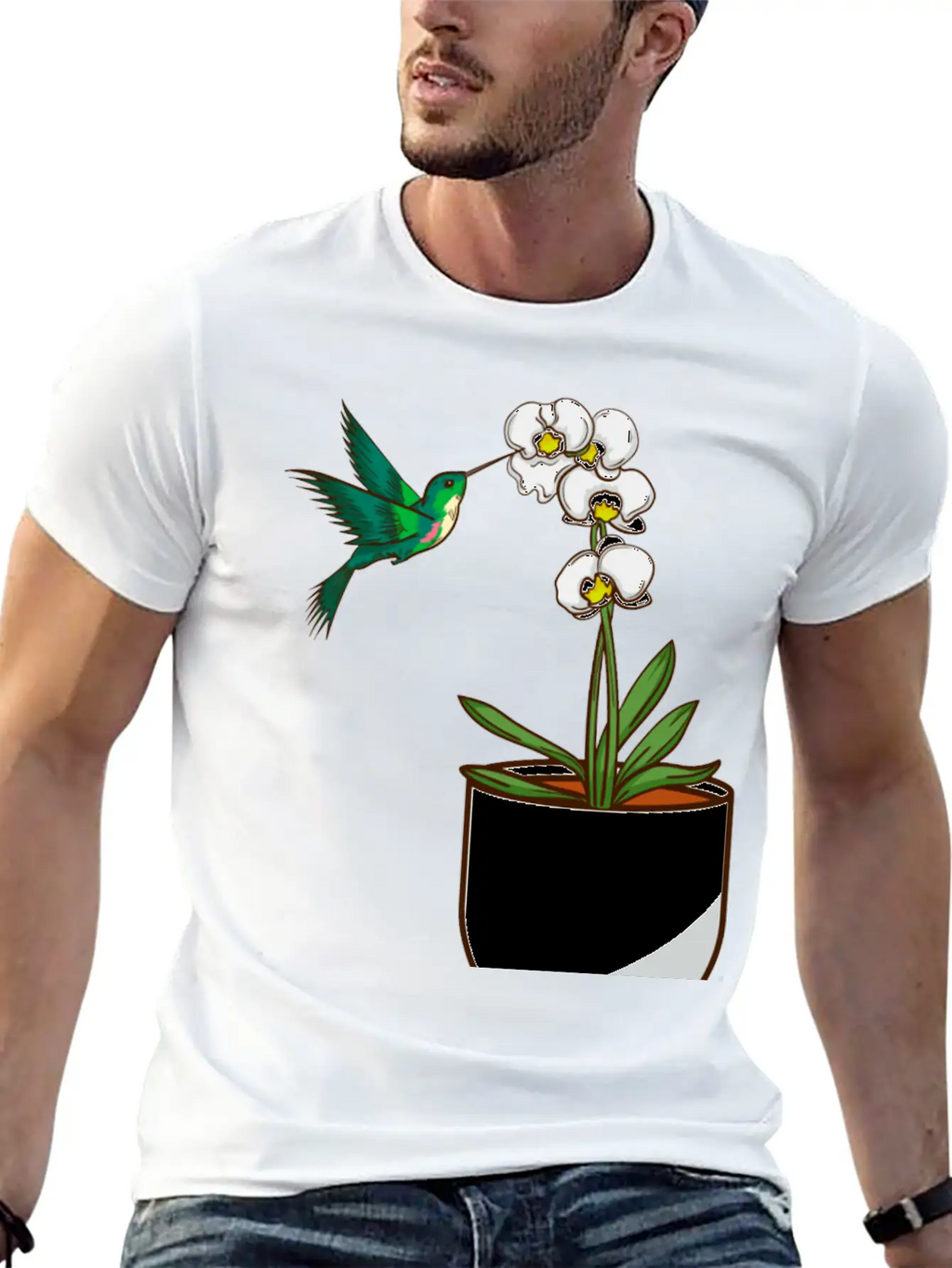 Hummingbird Orchid Flower Gift Women Bird Plants Unisex Casual T-Shirt – Clean Design For Daily Comfort