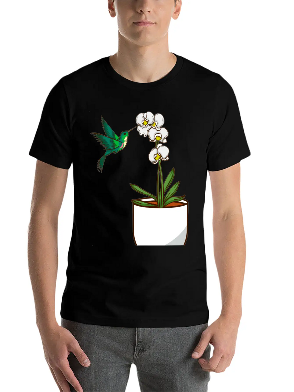 Hummingbird Orchid Flower Gift Women Bird Plants Unisex Casual T-Shirt – Clean Design For Daily Comfort