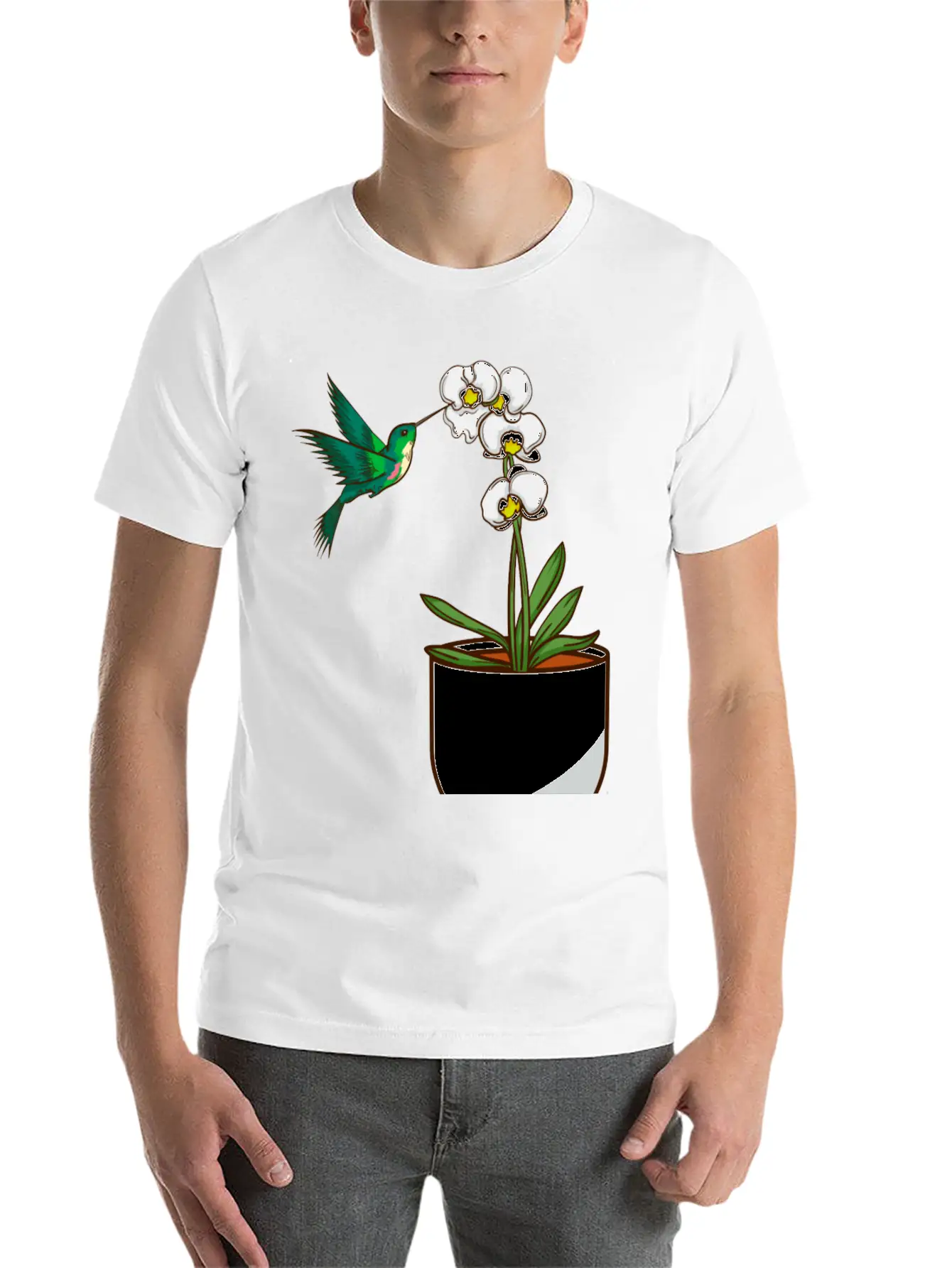 Hummingbird Orchid Flower Gift Women Bird Plants Unisex Casual T-Shirt – Clean Design For Daily Comfort